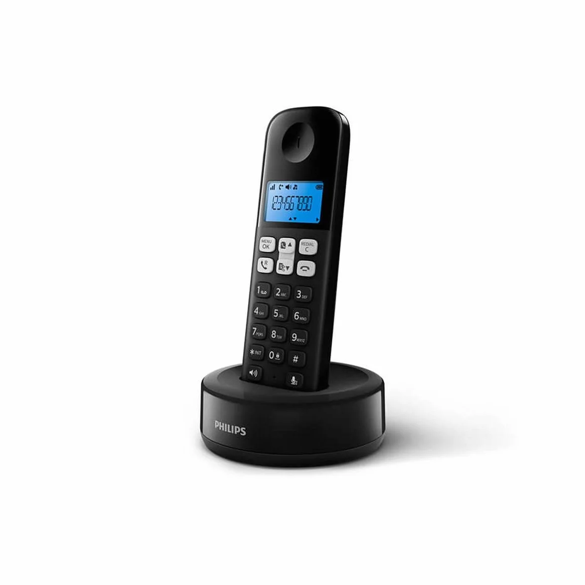 Philips D1611B/34 Teléfono Fijo Inalámbrico Negro, Retroiluminación, HQ-Sound, Agenda 50 números, Identificador de Llamadas, Alcance 50m-300m