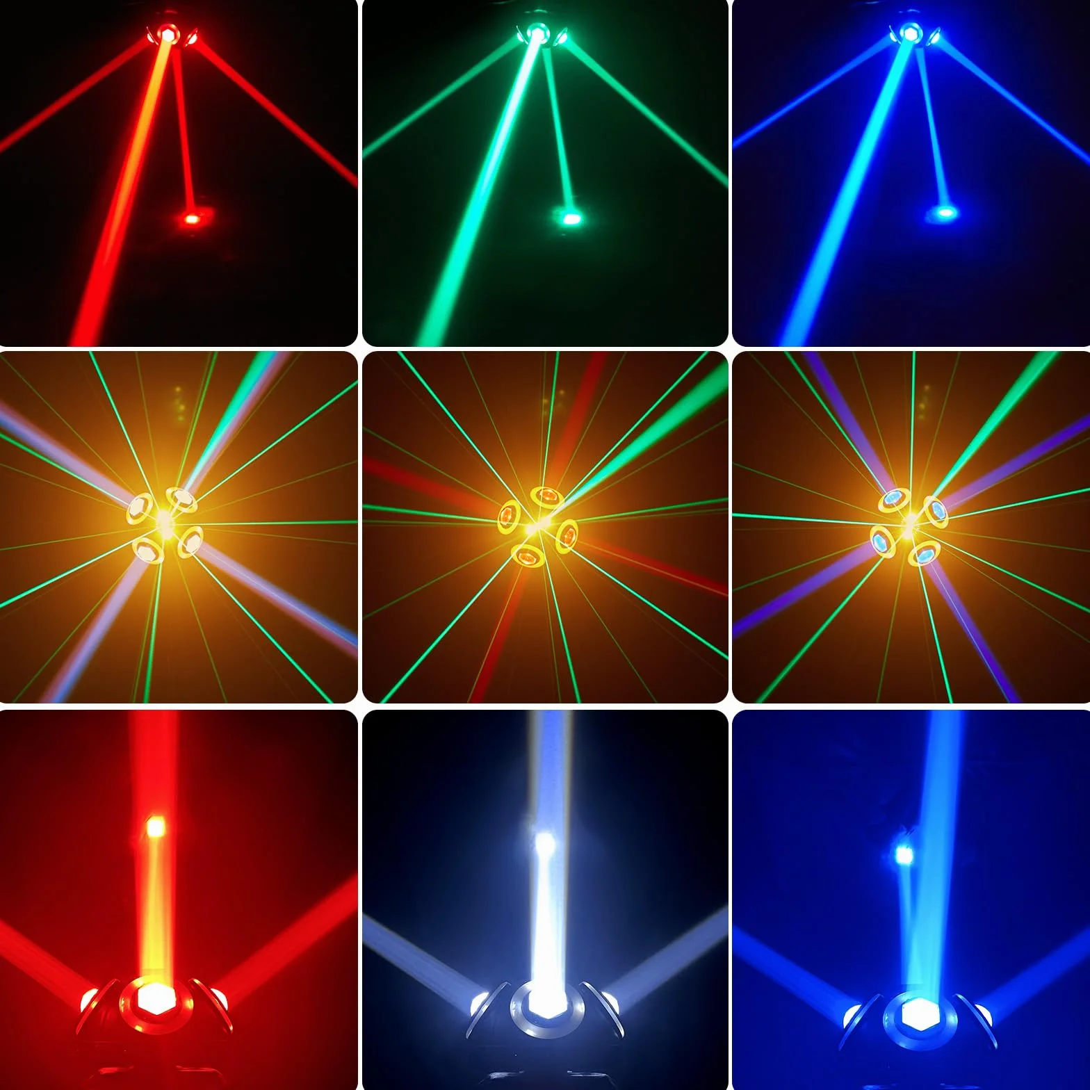 Luz de Escenario de Cabeza Móvil 70W, 4pcs RGBW LED Perlas de alto brillo con Luces de Fiesta de apertura dorada, d-mx512 giratorio de 540 ° activado por voz para Navidad, KTV, discoteca, fiesta
