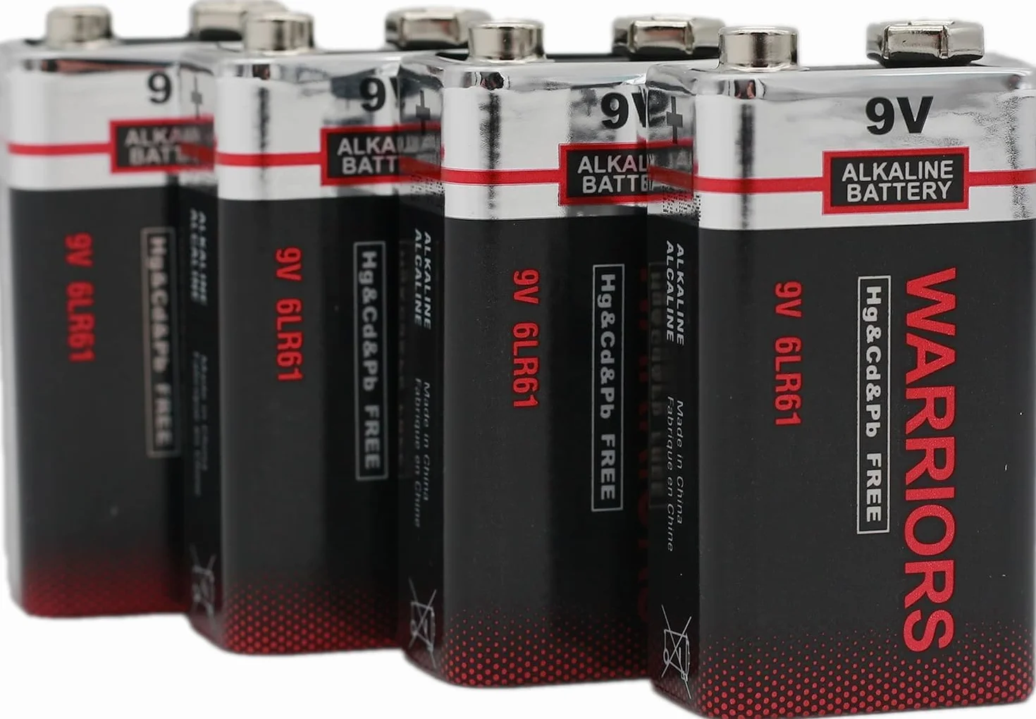 Warriors Batería Alcalina 9V 6LR61 6F22 PP3 MN1604 Larga Duración para Detectores de Humo