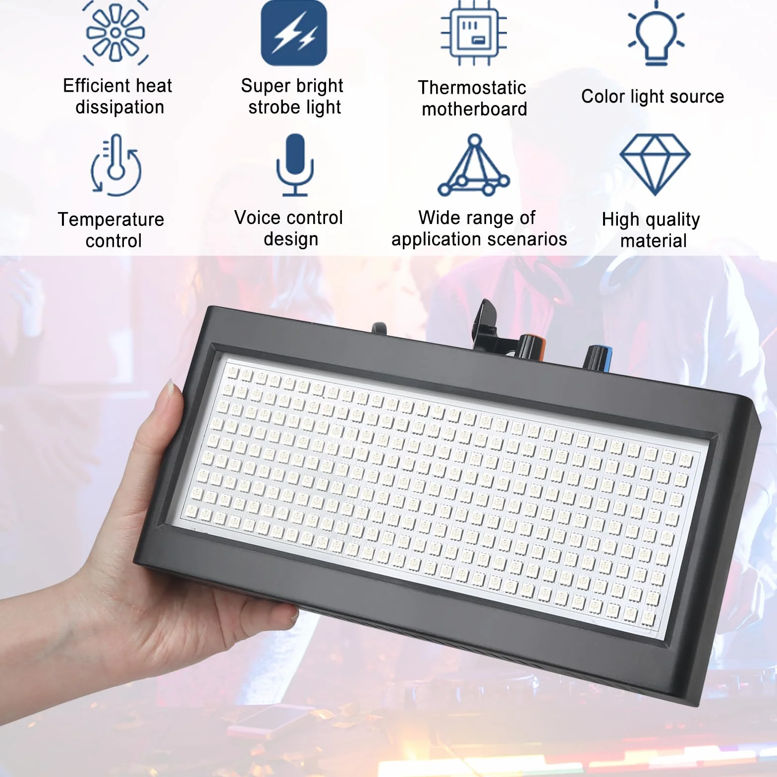 Luz estroboscópica a todo color, 270 luces LED estroboscópicas atómicas con control remoto para fiesta