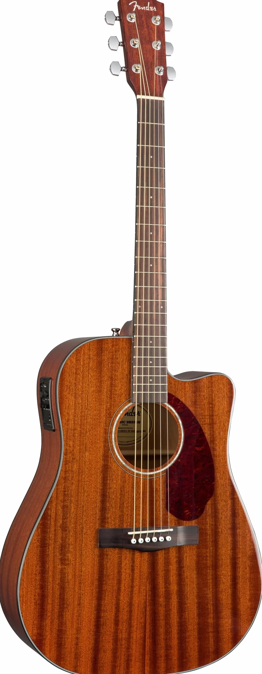 Fender CD-140SCE Dreadnought Guitarra Acústica Electrificada, Caoba Natural, con Estuche Rígido, Incluye cursos virtuales gratuitos en Fender Play