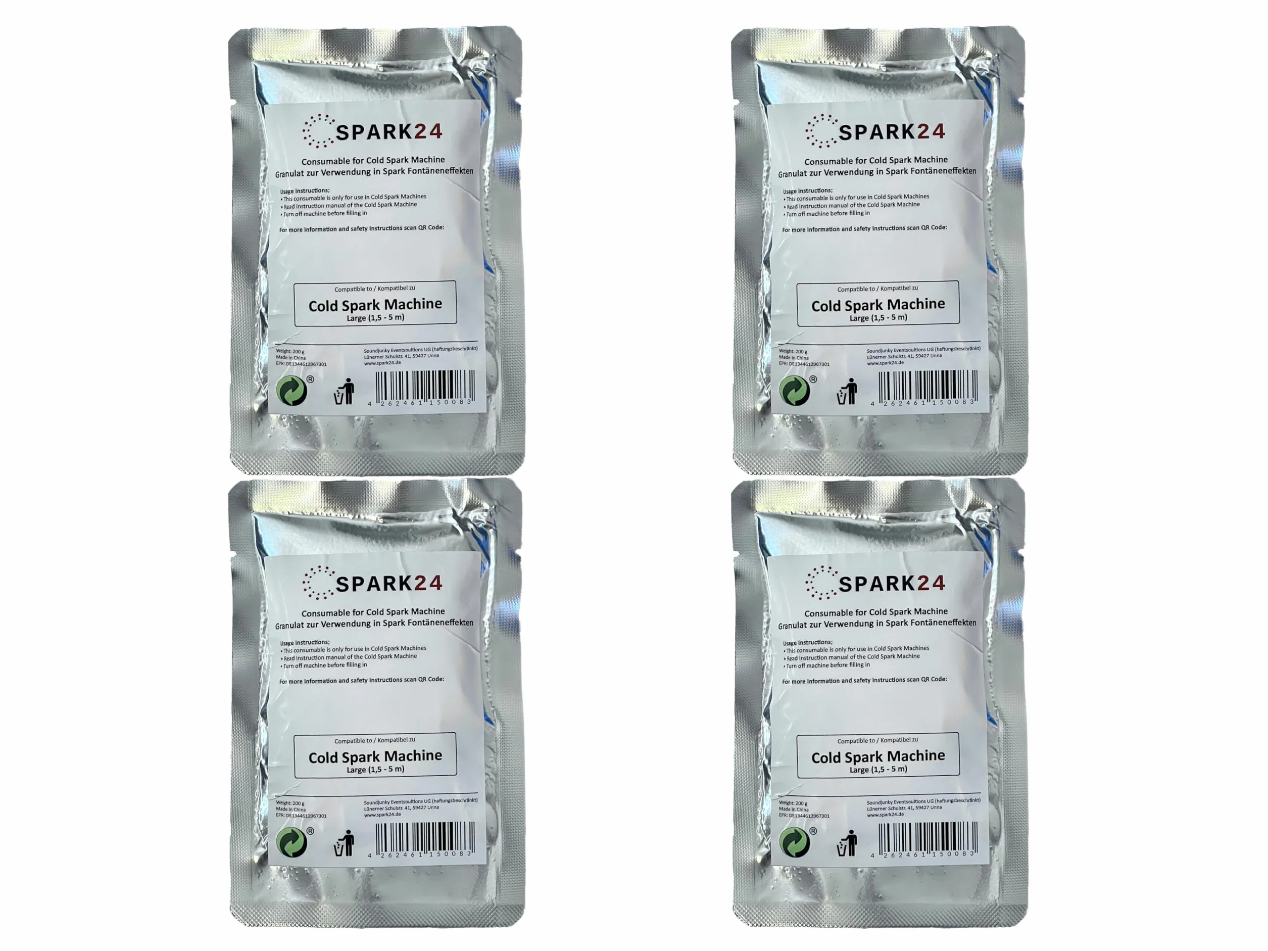 Cold Spark Machine Gránulos para chispas frías chispas de titanio en polvo (4x 200g)