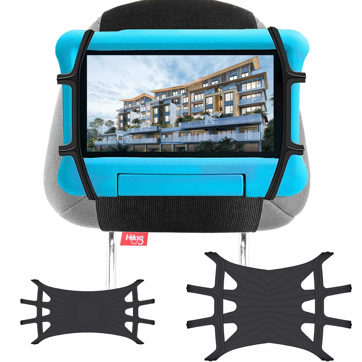 Hikig Soporte Tableta Coche, Reposacabeza Universal con Soporte 360° para iPhone/iPad y Pantallas de 3,5 a 12,9 Pulgadas, con Correas de Nylon Elásticas