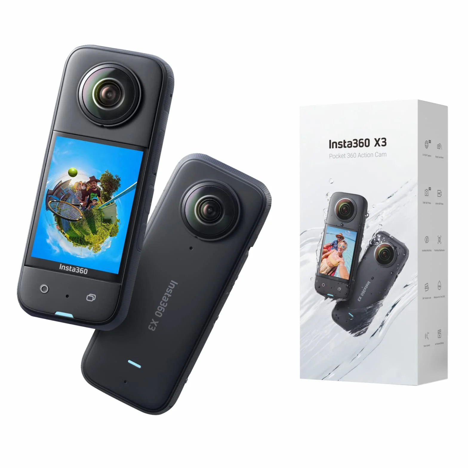Insta360 X3 Cámara de Acción 360 5.7K 72MP Resistente al Agua Pantalla Táctil 2.29"