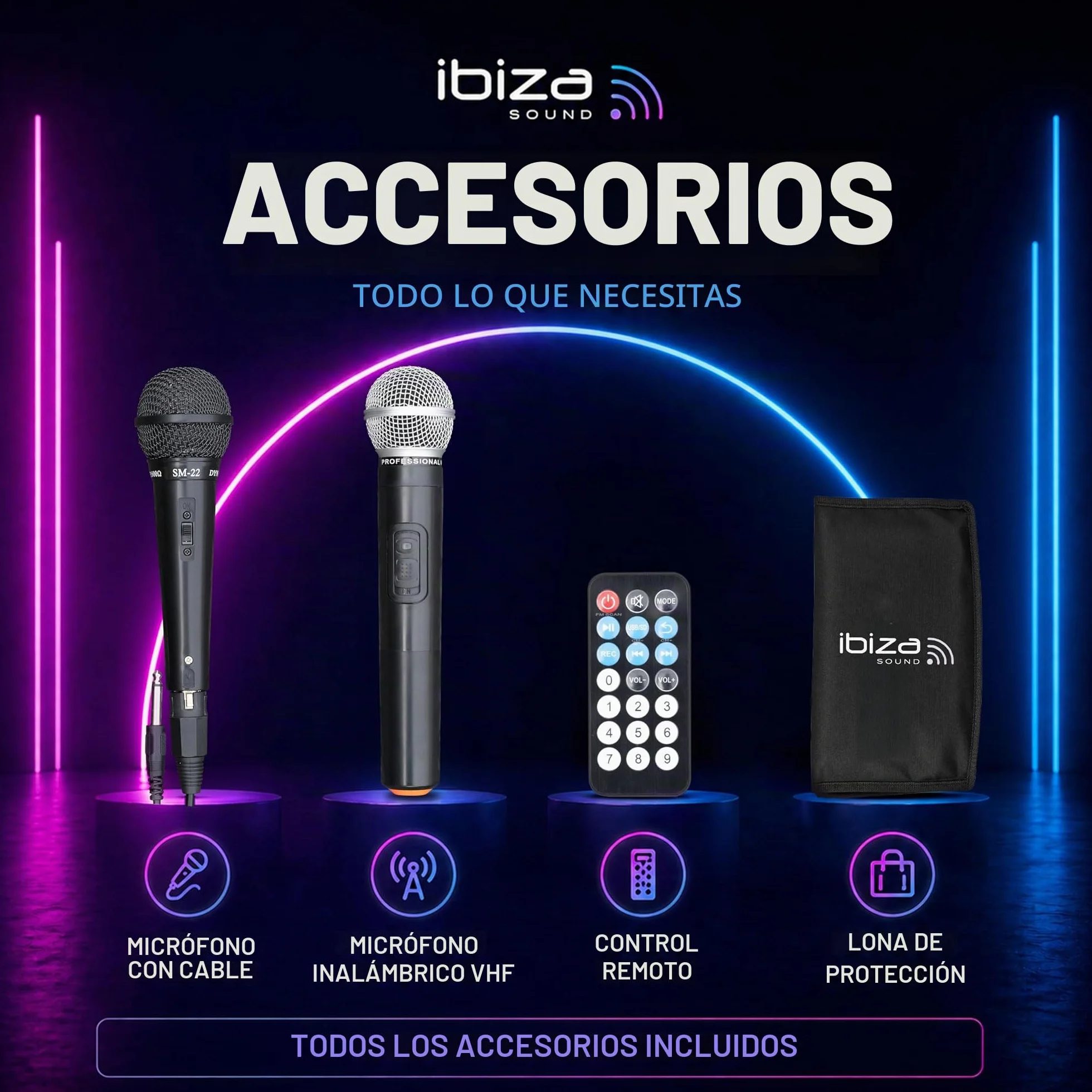 Ibiza Sound PORT8VHF-BT Sistema de sonido portátil 20 cm Bluetooth 200 W Negro