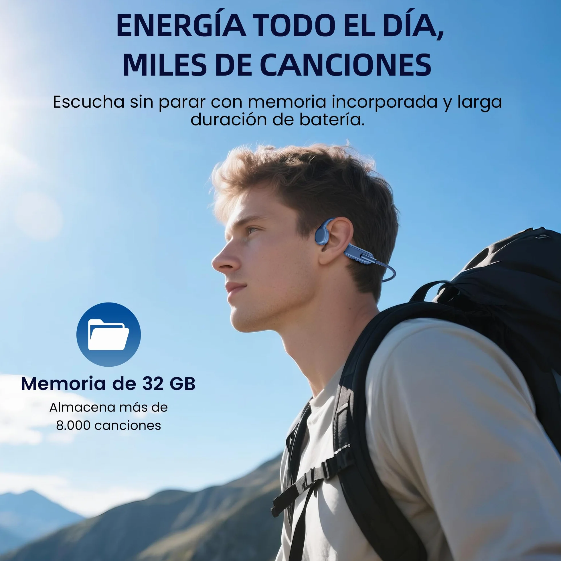 HIFI WALKER Auriculares Conducción Ósea MP3 32GB IPX8 Bluetooth 5.3 Deportivos Natación