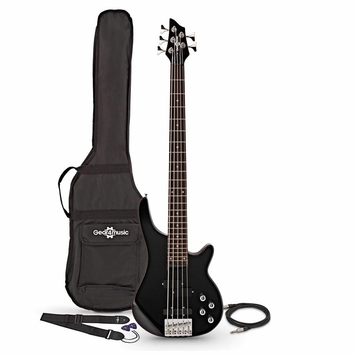Bajo de 5 Cuerdas Chicago de Gear4music Negro