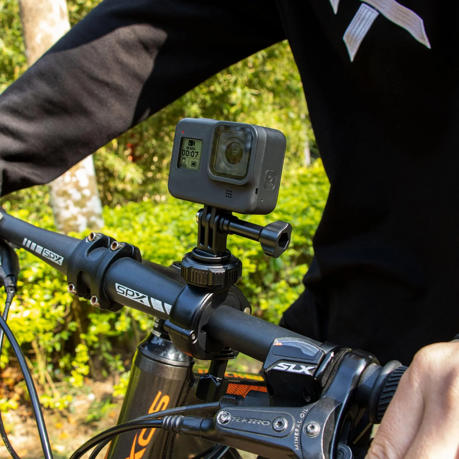 Soporte de Manillar Bicicleta Moto Abrazadera de Montaje de Barra Clamp Monturas para GoPro Hero 13 12 11 10 9 8 7 6 5 Session dji Cámaras de Acción - Giratorio de 360 Grados