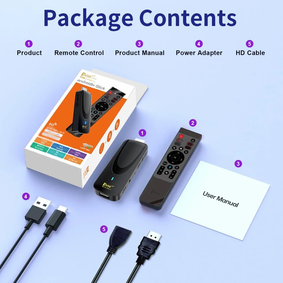 Android TV Stick 4K Ultra HD HDMI, Convierte tu TV en Smart TV, WiFi Dual Band, Bluetooth 5.0, 2GB RAM + 16GB ROM, Streaming Multimedia y Apps Android..