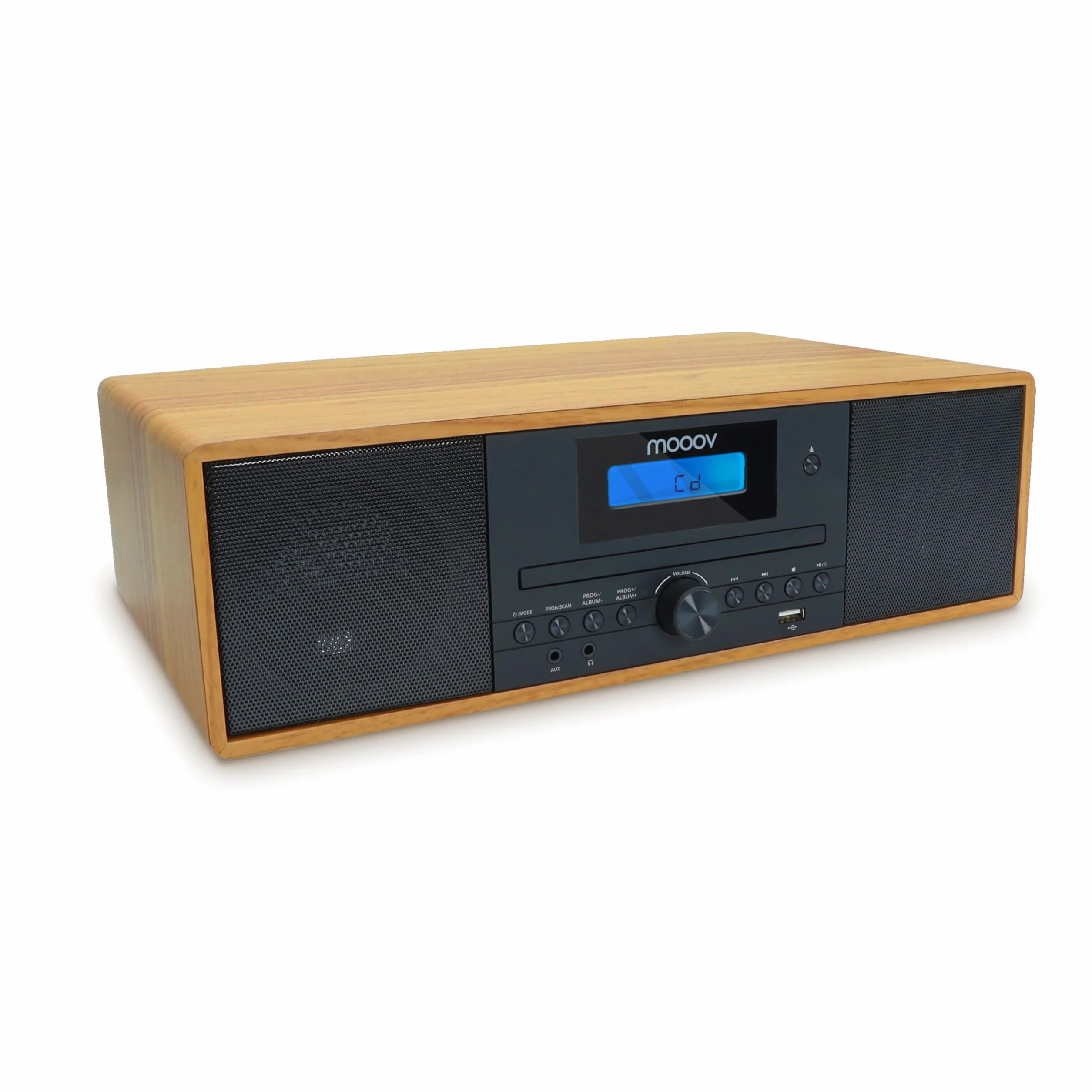 Mooov 477380 - Microcadena HiFi estéreo 50W Musicales, Reproductor CD, Bluetooth, Radio FM, USB, AUX-IN, RCA, Despertador, Mando a Distancia