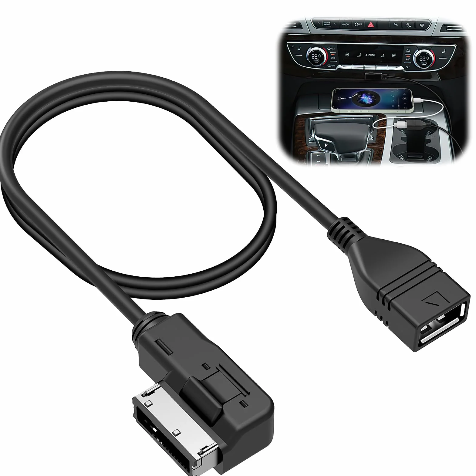 teasteam Cable de Audio USB Adaptador MP3 AMI MMI para Audi, Interfaz de Música Audioproject Compatible con Audi A3 A4 Q5 Q7 Volkswagen VW Golf Mk6 Passat Tiguan (1 Metro)