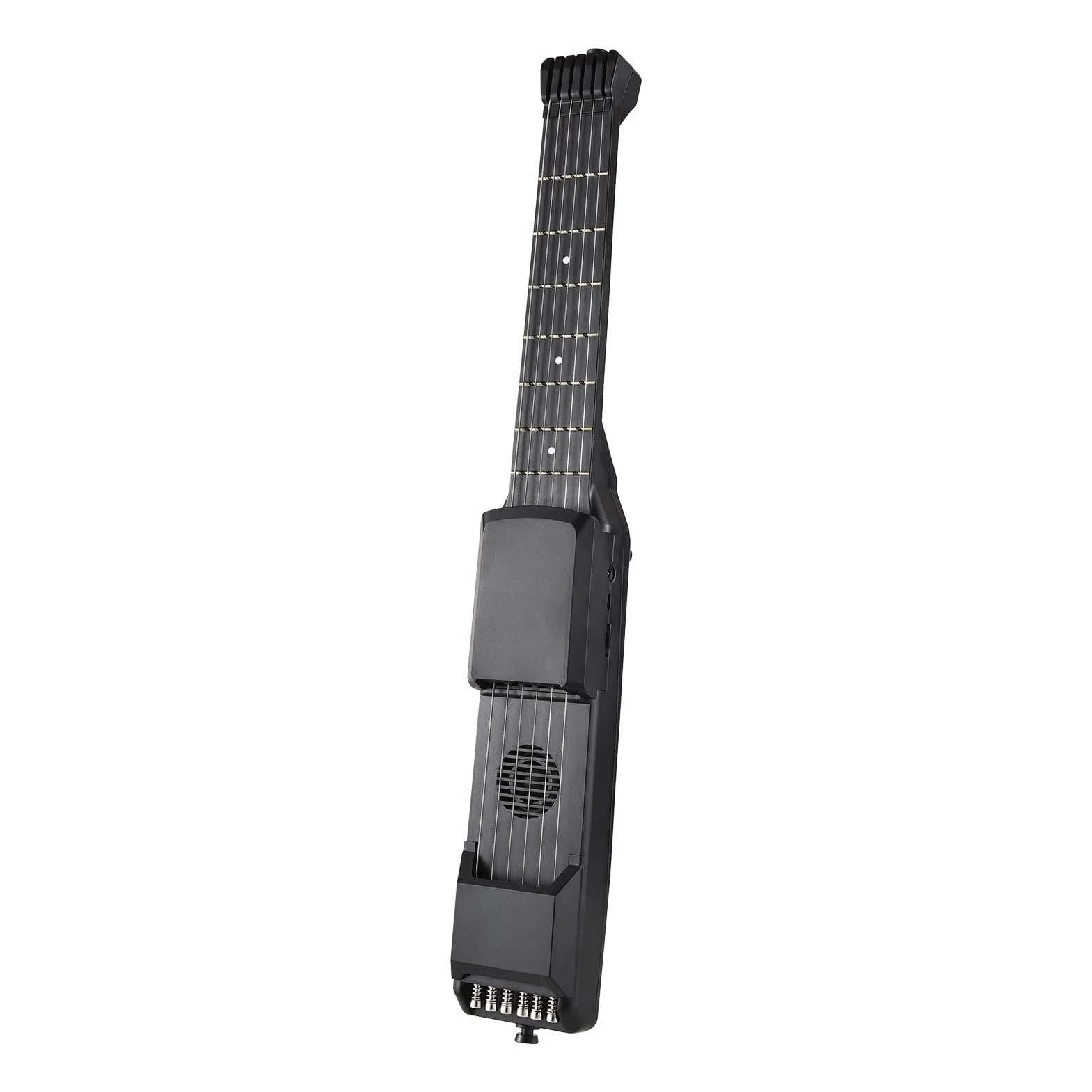 Guitarra eléctrica inteligente 7 trastes guitarra de viaje portátil con sintonizador digital METRONOME MIDI Función Capo digital para principiantes Viajes negros 20.8 pulgadas