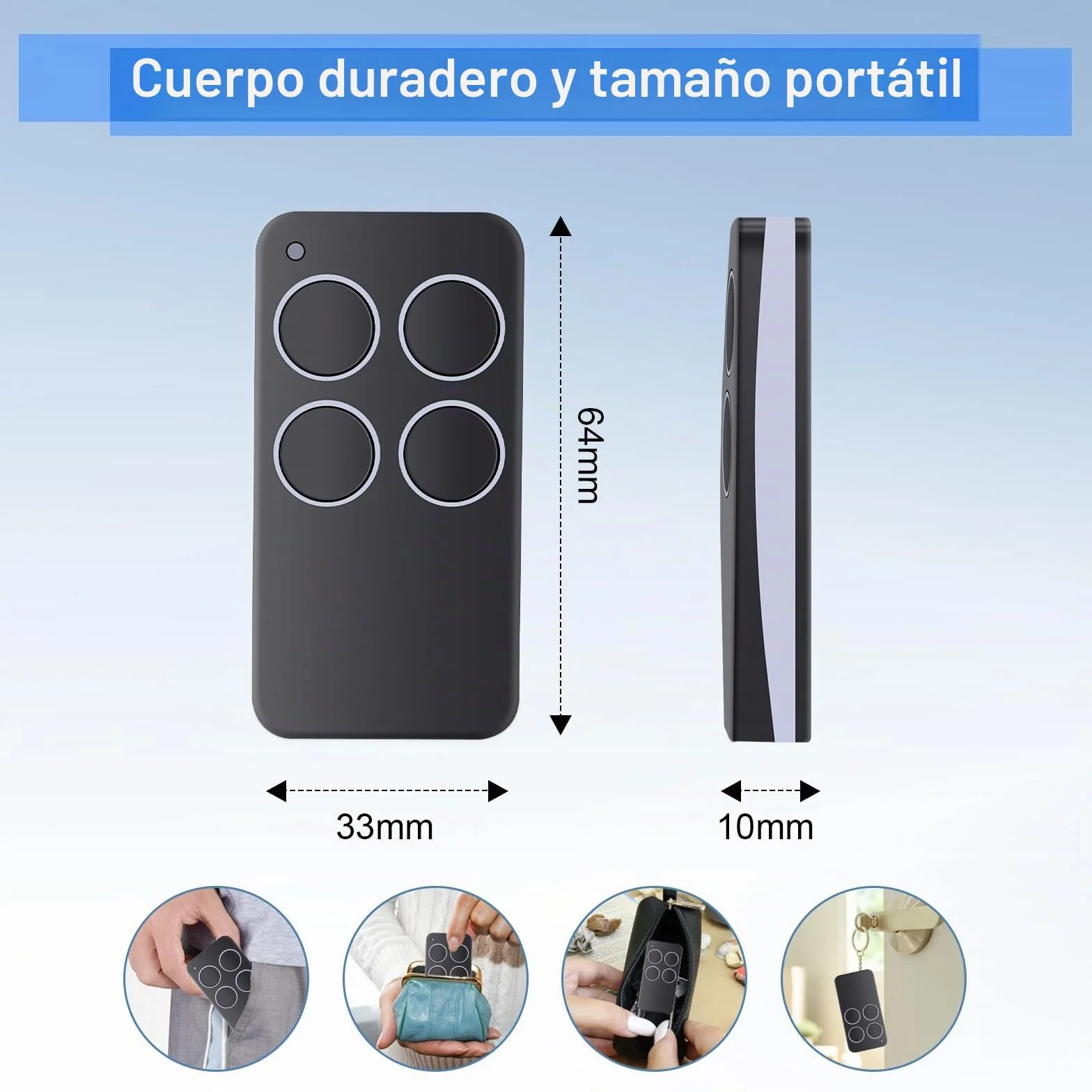 Mando a Distancia Compatible con V2 Phox 2, 2 Unidades para Puerta de Garaje V2 Phoenix 2/4, TXC, TRC, TSC4, Hand (4 Canales)