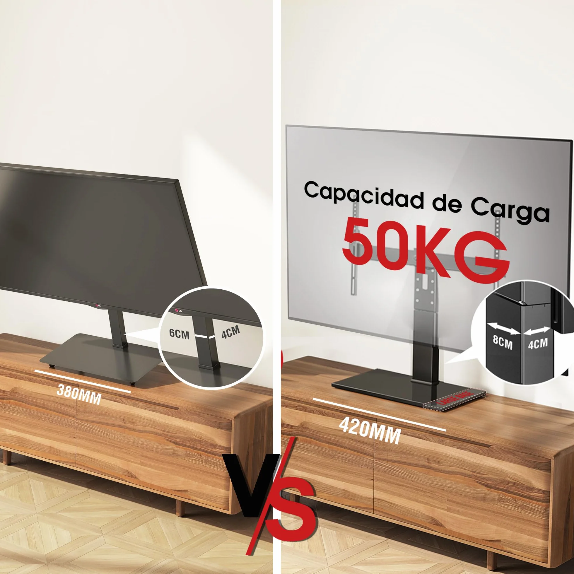 AOKCOS Soporte de TV Giratorio y Altura Ajustable para televisores de 32 a 75 Pulgadas de hasta 50 kg, Soporte Universal para TV MAX VESA 600 x 400 mm