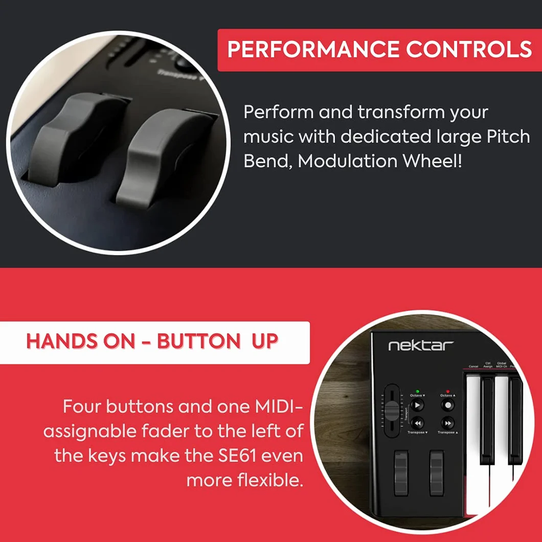 Nektar Teclado controlador MIDI USB SE61 con integración Nektar DAW