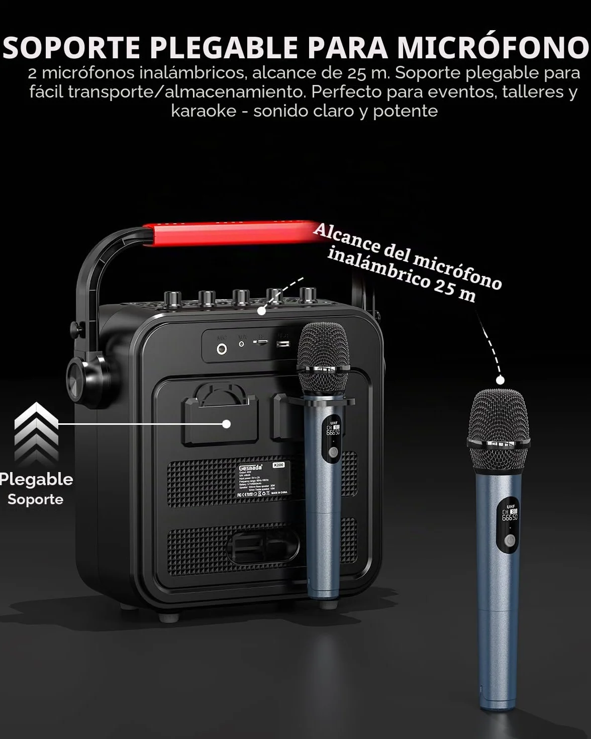Karaoke 2 Microfonos Inalambricos, Portatil Altavoz Karaoke Profesional con Sistema PA y Pantalla LED de Pantalla Completa, Compatible con Bluetooth/TF/USB/AUX/TWS para Fiestas en Casa