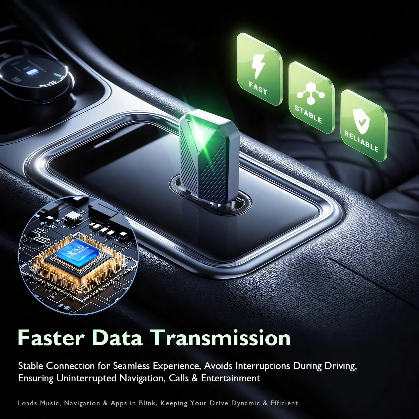 Adaptador inalámbrico CarPlay Mini dongle compatible coches 2016 iPhone iOS Negro