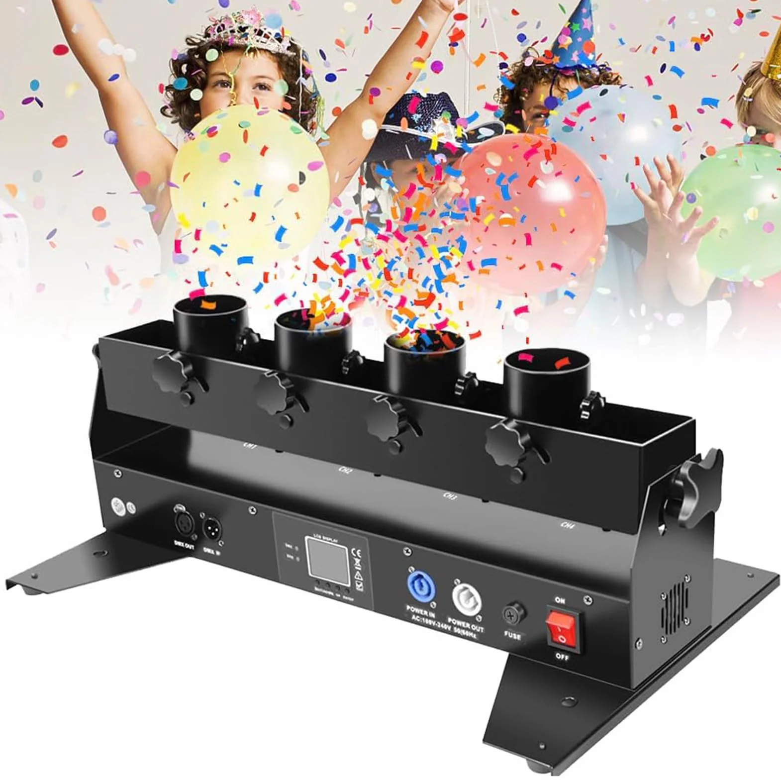MáQuina De CañóN De Confeti Profesional De 150 W, Lanzador De Confeti EléCtrico, Tubos De Confeti Con Control Remoto InaláMbrico Para Eventos Especiales, Fiestas, Clubes, Bodas, Conciertos