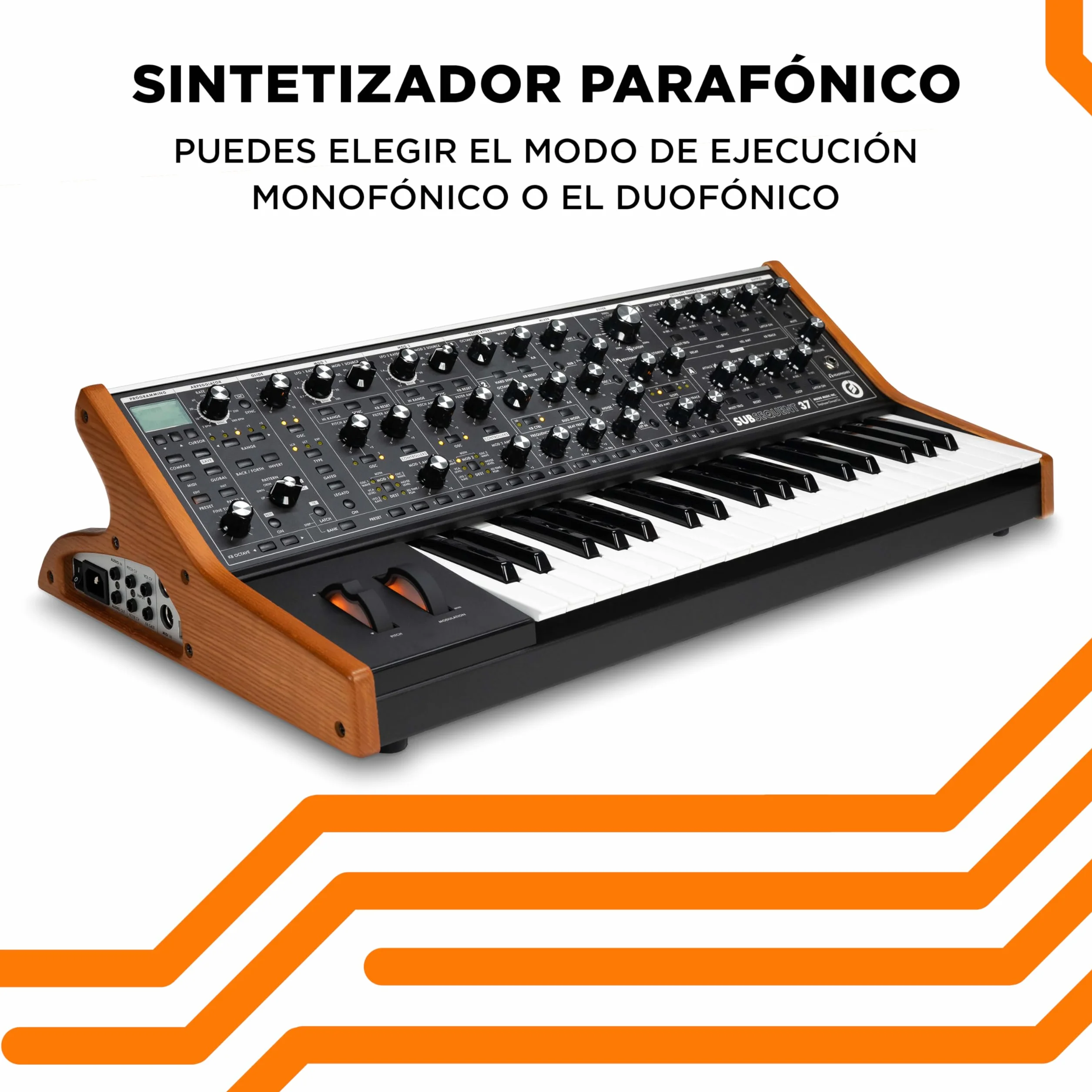 MOOG Subsequent 37 - Sintetizador Analógico Parafónico y Teclado MIDI con 37 Teclas Semicontrapesadas, Ampli de Auriculares, 256 Presets y Editor de Software