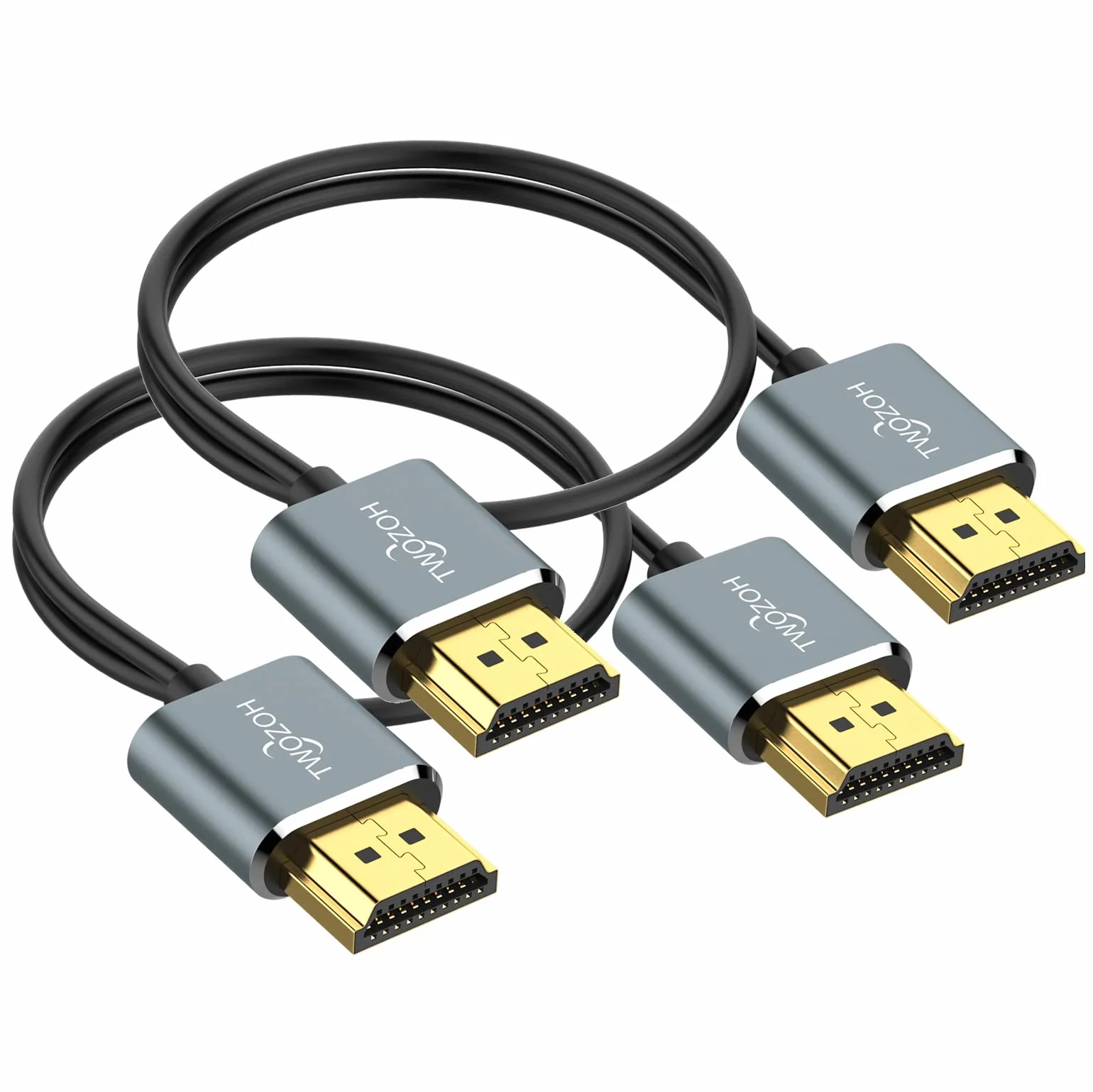 Twozoh Cable HDMI Flexible y Delgado 0,5M 2 Unidades, Cable HDMI Ultrafino compatible con alta velocidad 4K&60Hz 18Gbps 2160P/1080P