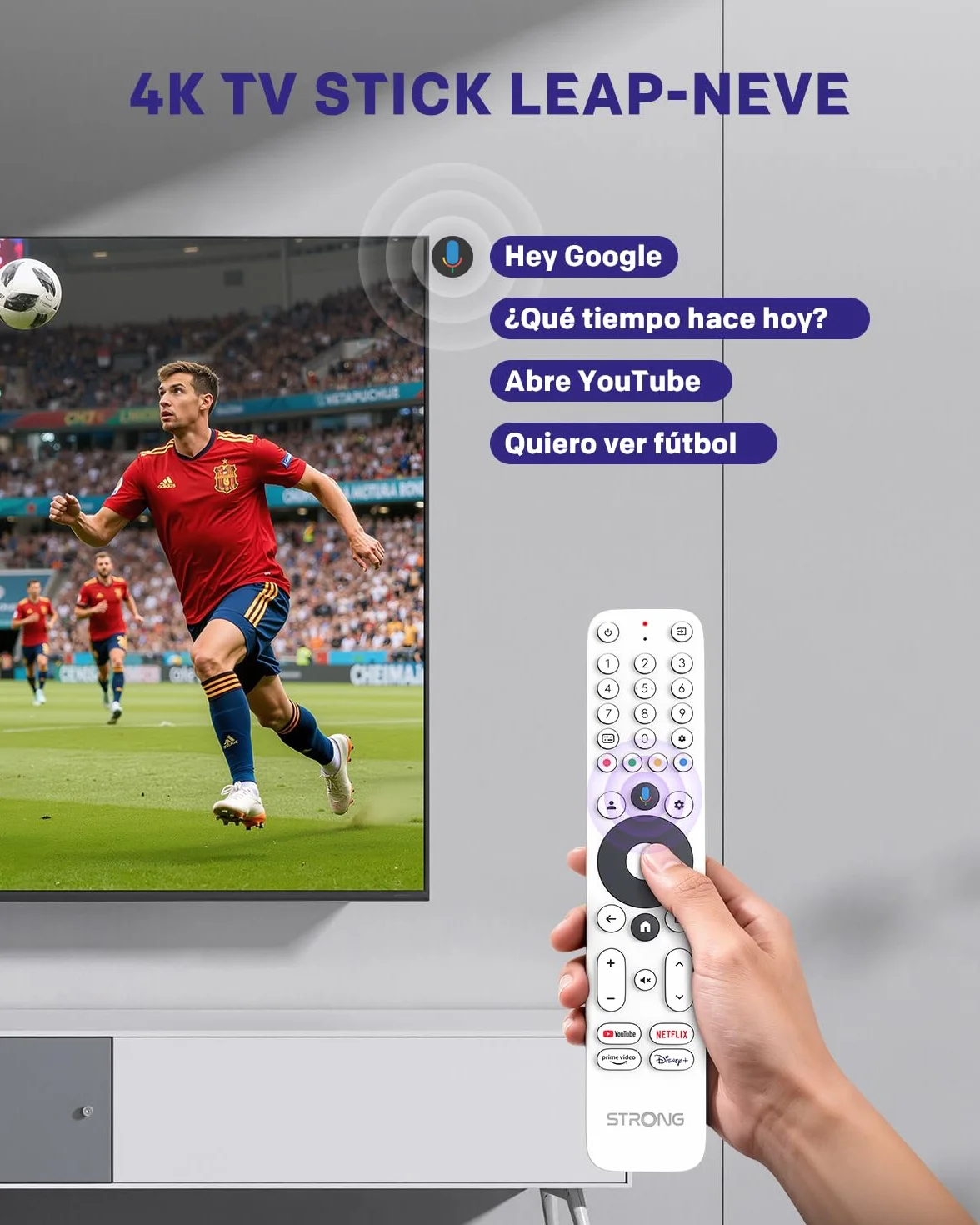 STRONG Leap-Neve 4K UHD Streaming Stick, Dolby Vision, Dolby Audio, WiFi 6, Android 12, HDMI 2.1, 2GB RAM 8GB Flash