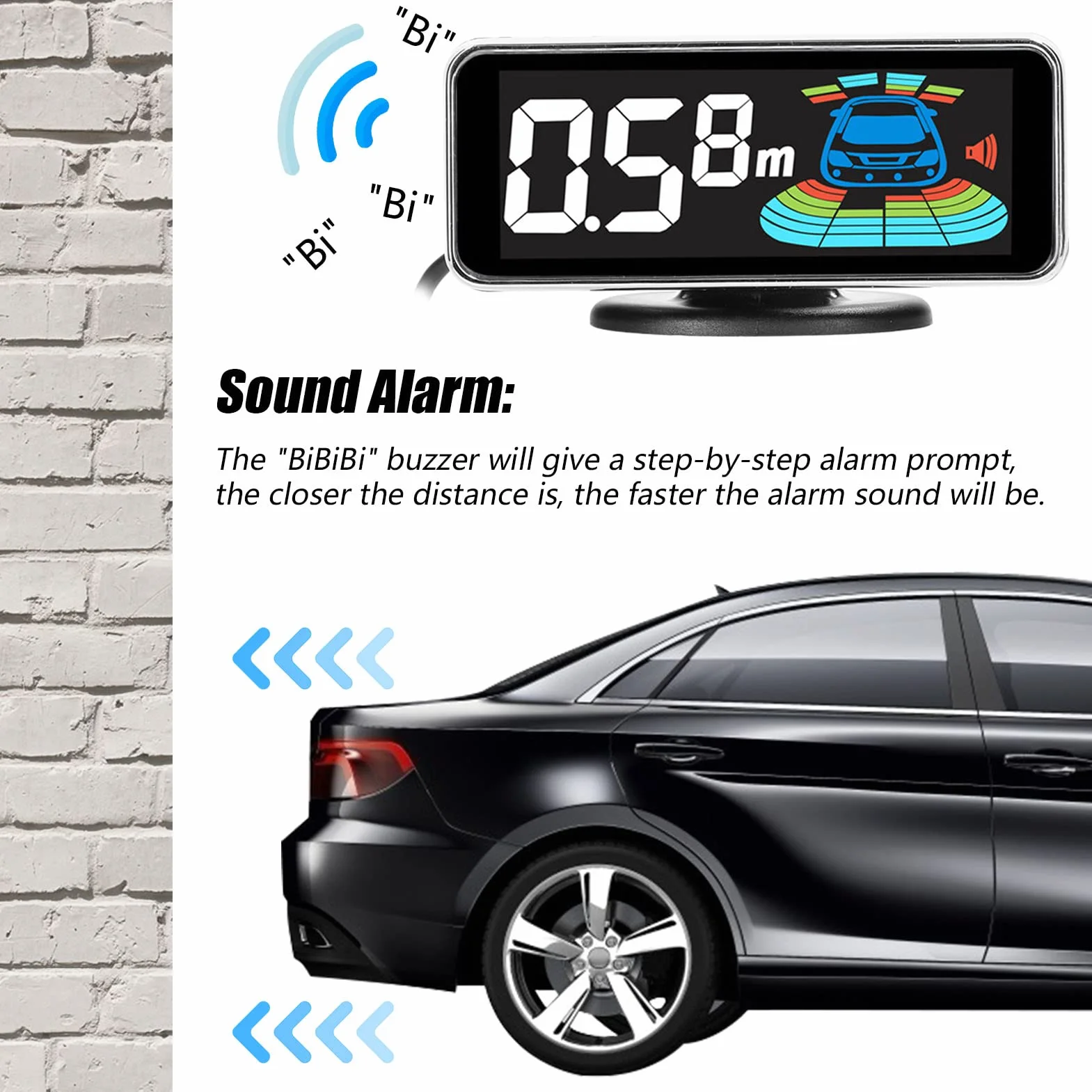 Shkalacar Sensores Aparcamiento Coche, Aparcamiento Coche Kit con 8 Sensores, Sensor Aparcamiento Coche Detección de Distancia, Pantalla LCD de Distancia, Zumbador de Advertencia de Sonido