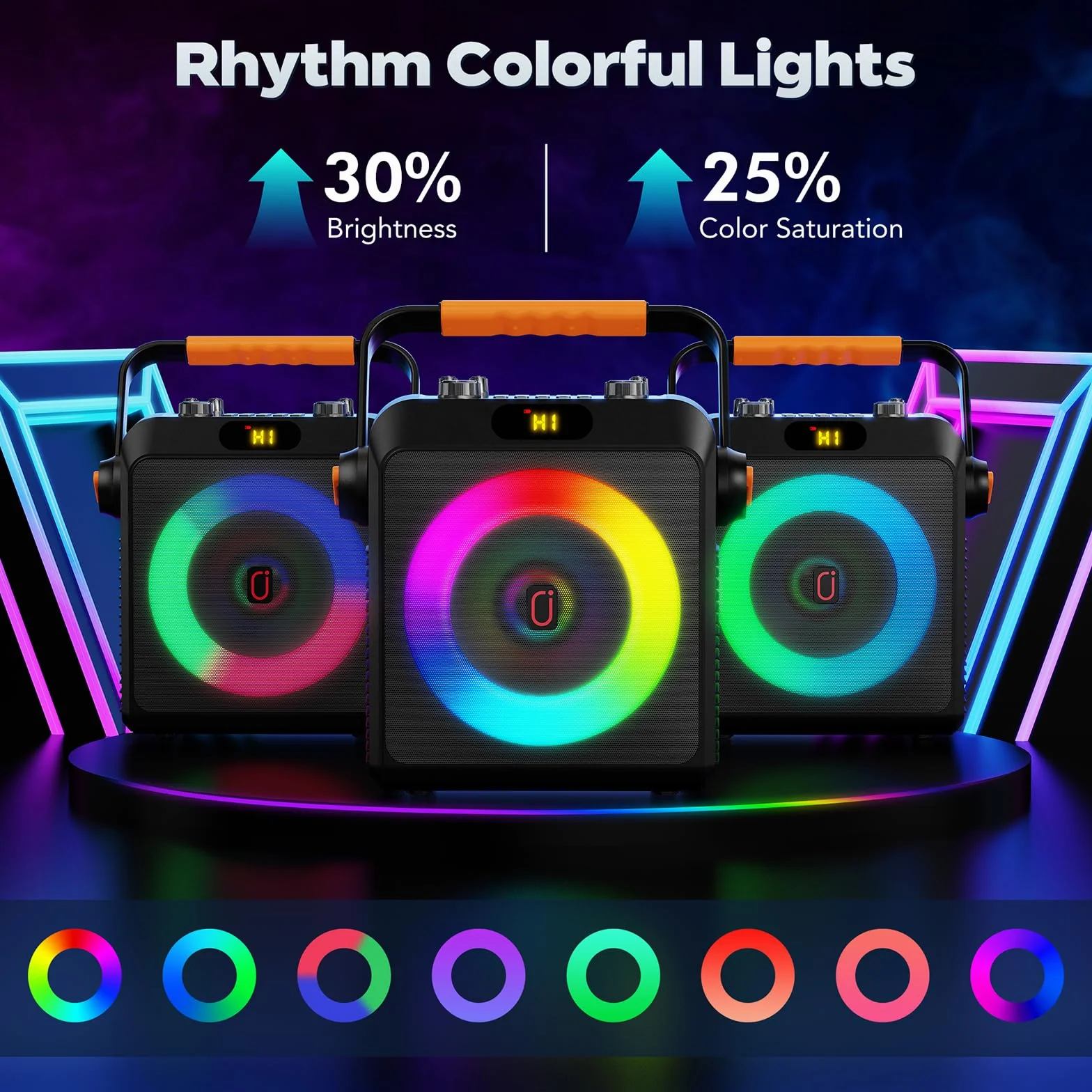 JYX Karaoke con 2 micrófonos, Altavoz Karaoke Bluetooth y Luces de DJ para Adultos y niños, PA Sistema con micrófono Karaoke Profesional portátil para Fiestas en casa, al Aire Libre