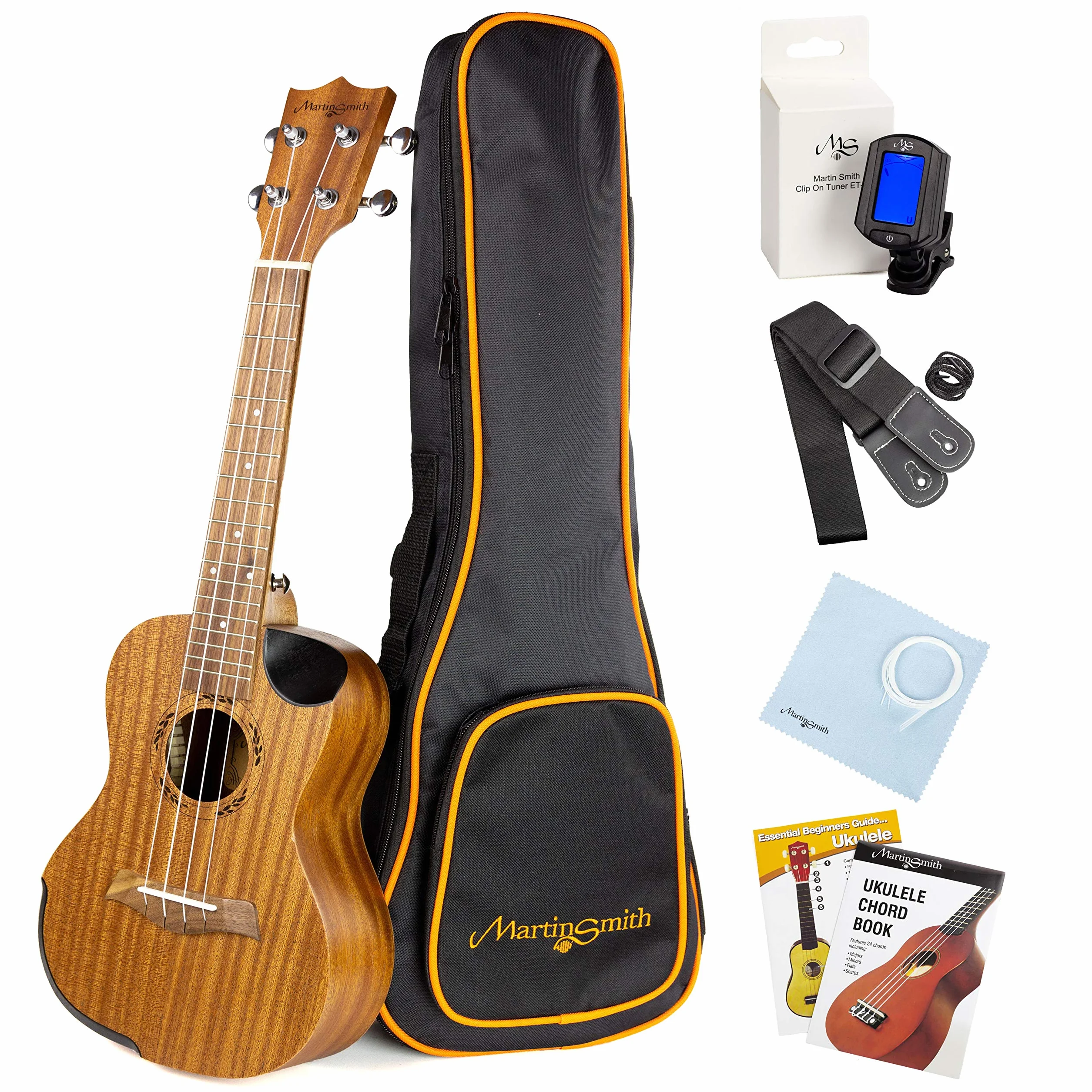 Ukulele tenore Martin Smith Premium con accordatore, borsa imbottita e corde di ricambio Aquila