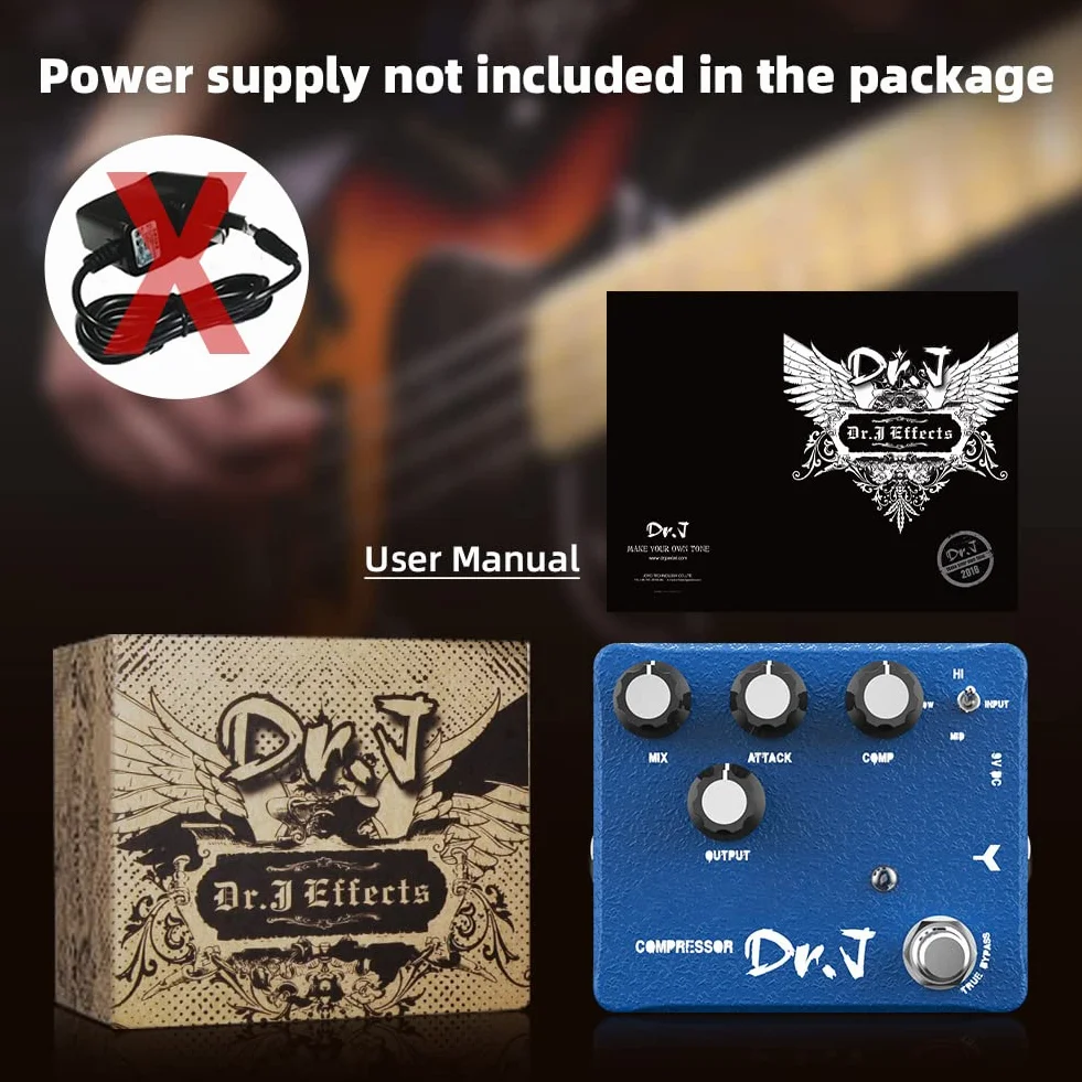 JOYO Pedal de compresor y pedal de impulso limpio con 3 bandas EQ efecto sostenido para guitarra eléctrica, bajo, diseño True Bypass (edición de gama alta D55)