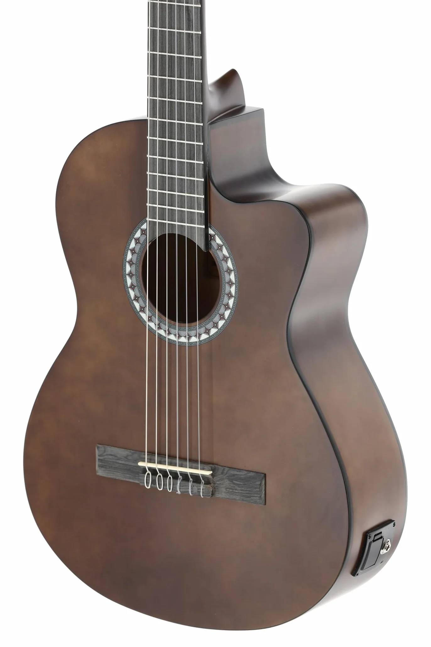 GEWA E-Acústica Guitarra Clásica Básica - Classic Electro - 4/4 - Cuerpo de Tilo - Pastilla EQ de 4 bandas con afinador - Cutaway - Color Nogal