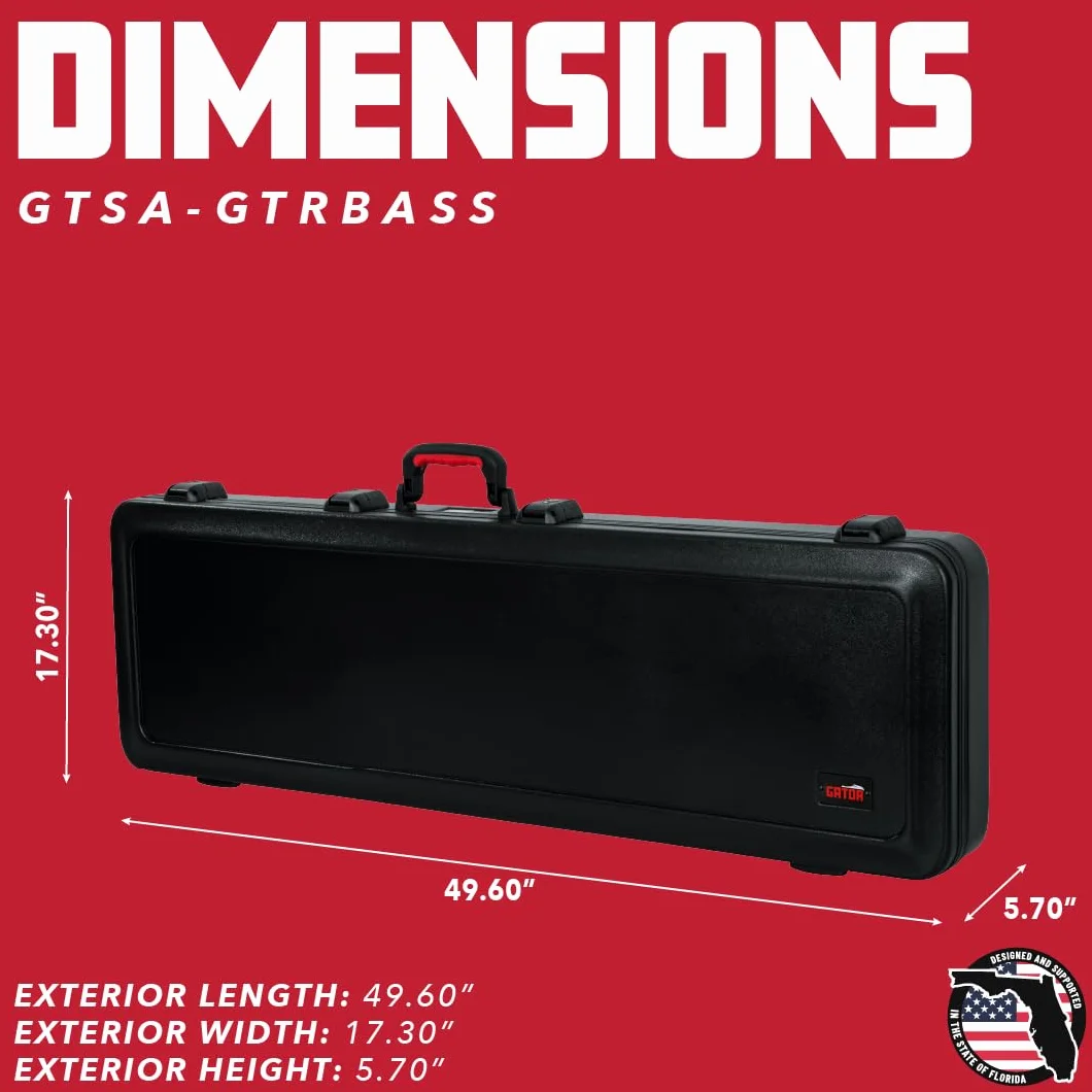 Gator Cases Estuche Moldeado para Guitarra Bajo con Cierre Aprobado por la TSA; (GTSA-GTRBASS)