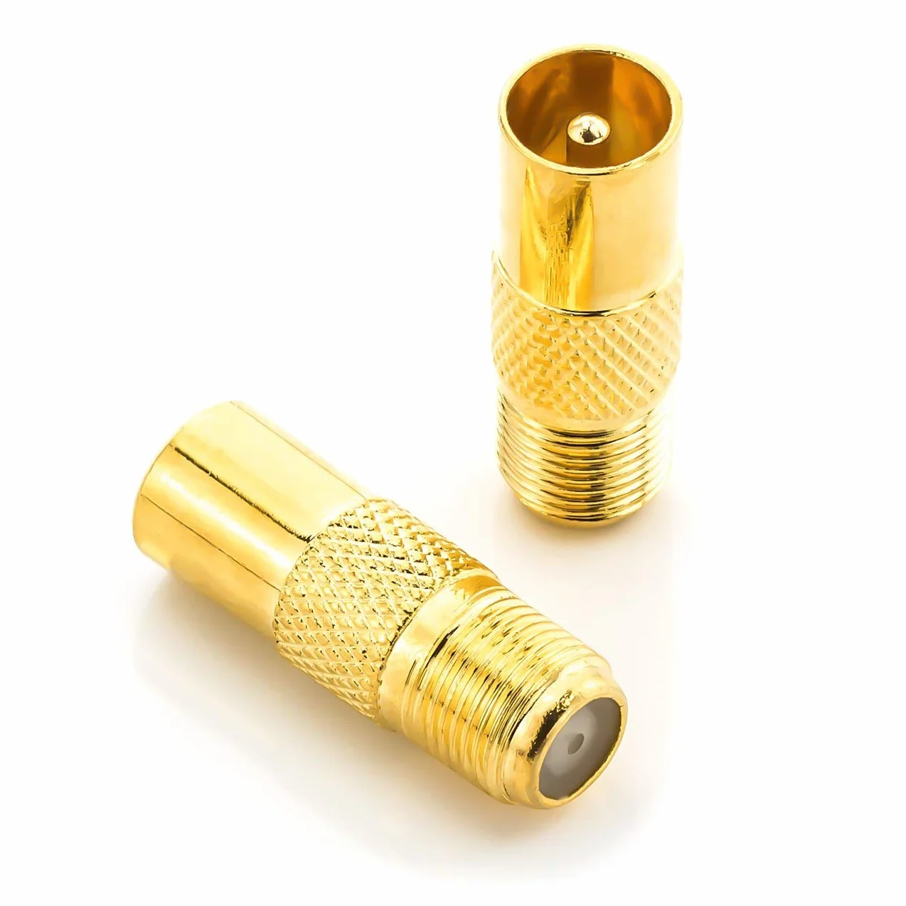 deleyCON 2x Antenna SAT Adattatore Cavo Coassiale per TV Plug Adapter - F Femmina a IEC Connettore Accoppiatore Maschio Cavo Coassiale Placcato Oro