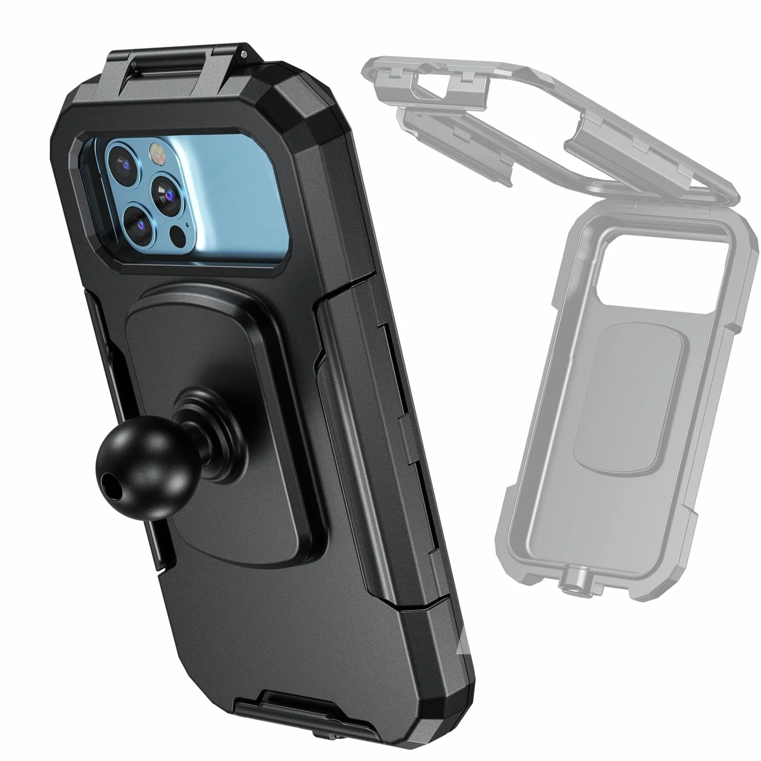 Soporte Impermeable para Teléfono de Motocicleta IP66 2,5cm Cabezal de Bola Compatible con RAM B 5,5" a 6,8"