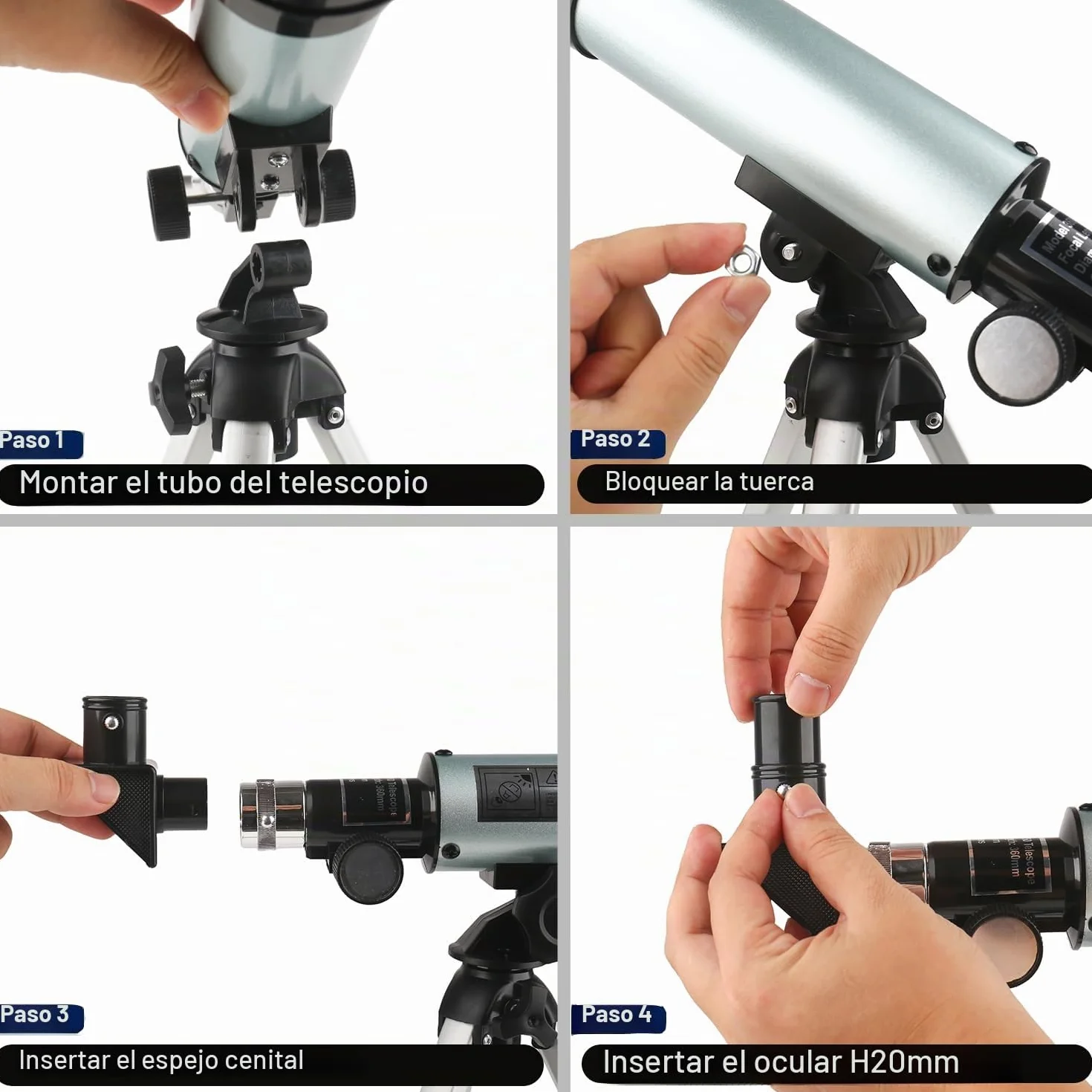 Telescopio Astronómico 360/50mm 90X Refractor con Trípode para Niños Adultos Observar Luna Aves