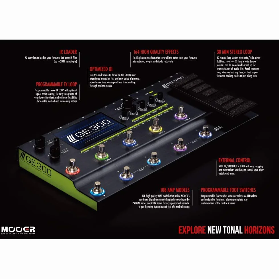 Mooer GE300 Amp - Procesador de guitarra multiefecto