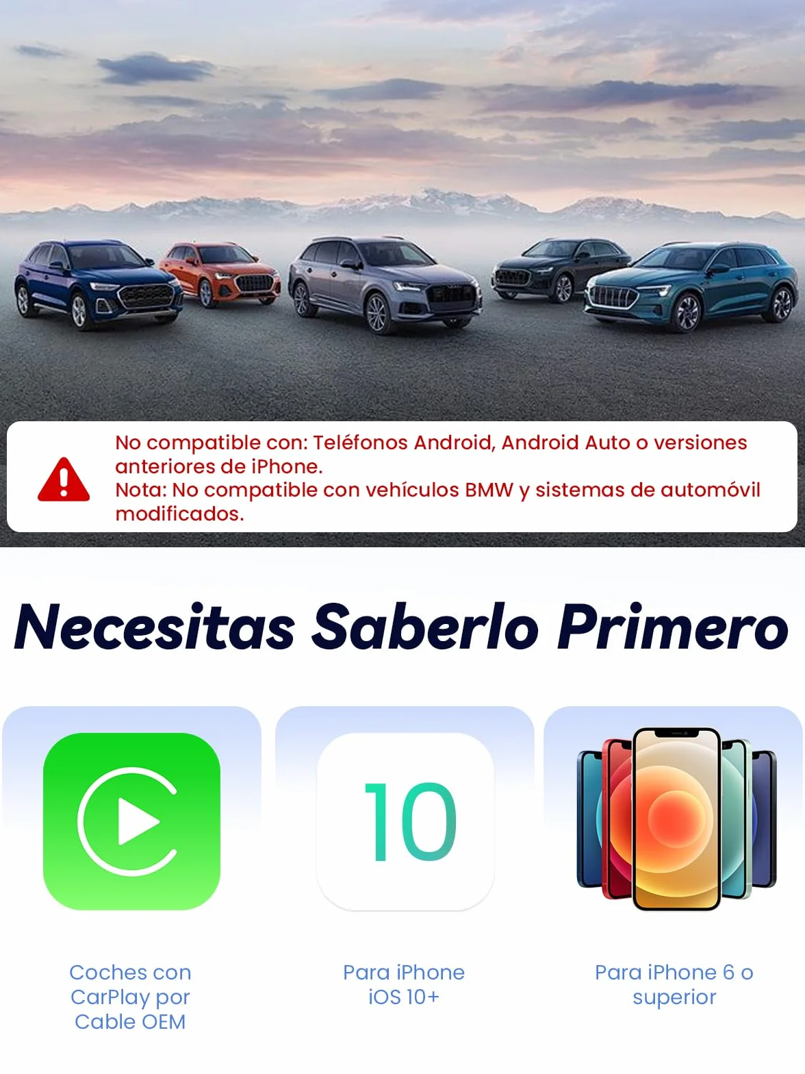 T3 Mini Adaptador CarPlay Inalámbrico para iPhone, Convierte CarPlay con Cable en Inalámbrico, Plug & Play con Type-C/USB, Compatible con Coches Desde 2016, Adecuado para iPhone con iOS 10+