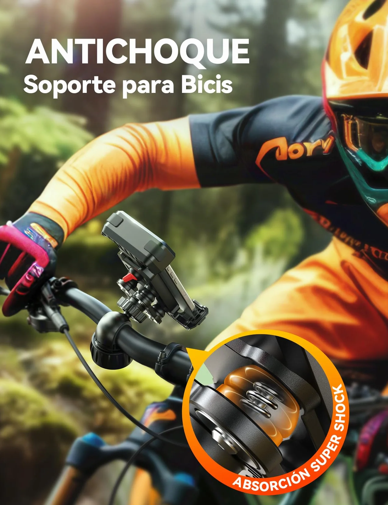 JOYROOM Universal Soporte Movil Moto Bicicleta Anti-Vibración para iPhone 17/16/15/14 Pro MAX Samsung S25/S24 Ultra Smartphones 4,7"-7"