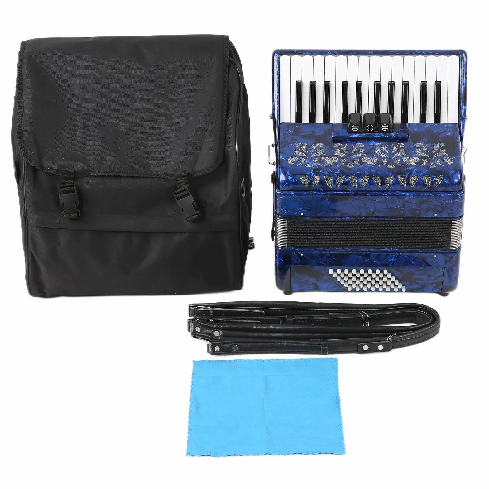 Acordeón de Celuloide, Acordeón Diatónico ABS 26 Teclas 48 Bajos Instrumento de Teclado de Piano Educativo con Correas Ajustables, Exquisito Acordeón de Piano de Celuloide para