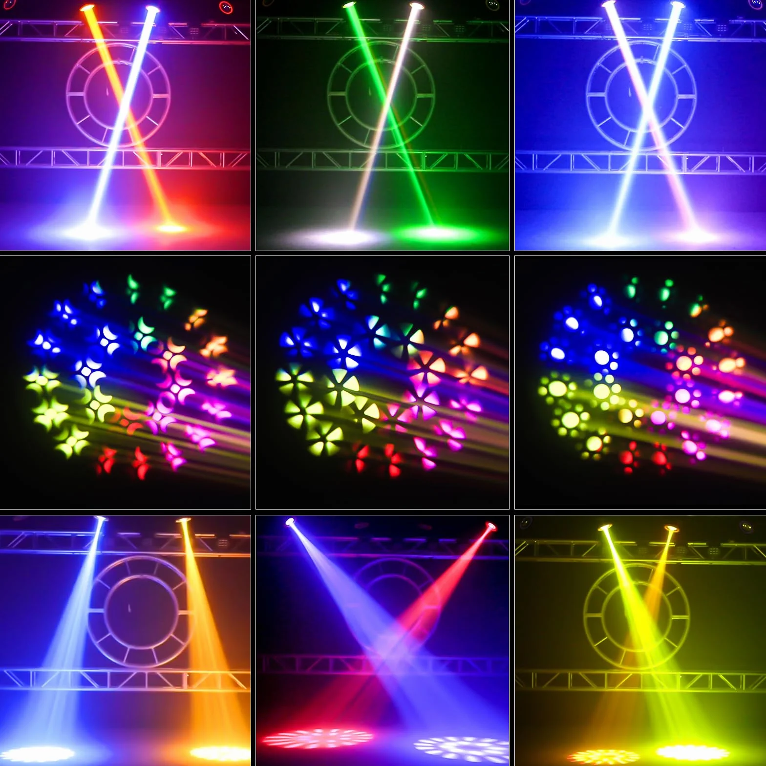 230W LED Moving Head Light, d-MX512 Disco Stage Beam Spot with 24 Prism 4 Control Modes Party Light for Wedding DJ Party Live Band Show (2 Pieces)