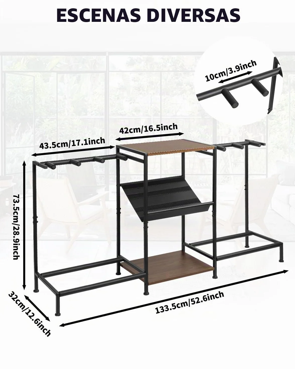 STRICH SMT-40 - Soporte para guitarra con organizador de pedales para guitarra acústica, eléctrica, bajo, accesorios de amplificador, soporte de exhibición de guitarra para estudio en casa, sala de