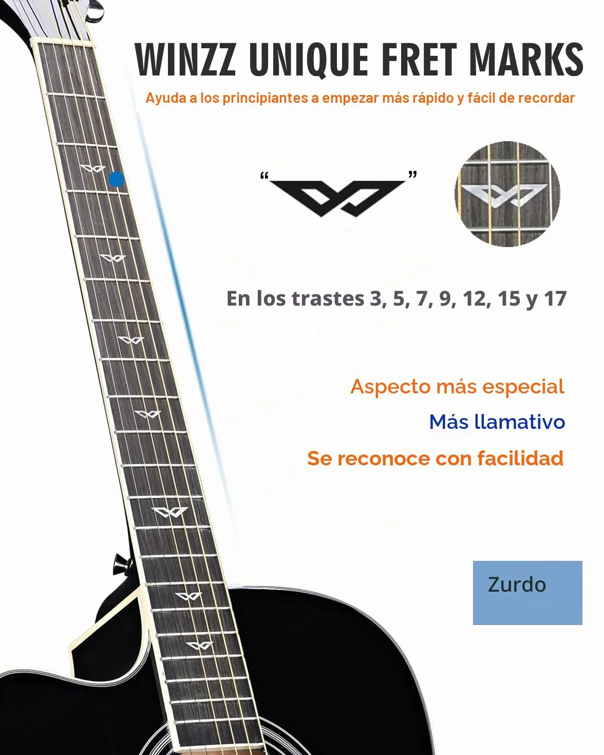 Winzz 4/4 Guitarra electroacústica, juego de guitarra western para zurdos, para principiantes adultos, guitarra acústica de 104 cm con ecualizador de 4 bandas (Dreadnought, negro brillante)