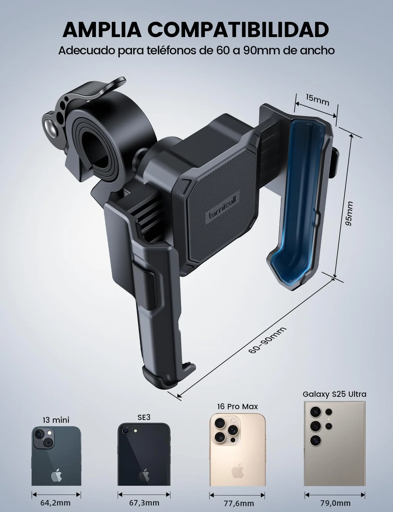 Lamicall Soporte Bicicleta Moto 360° Rotación 4,7-7" Smartphone iPhone Samsung Xiaomi