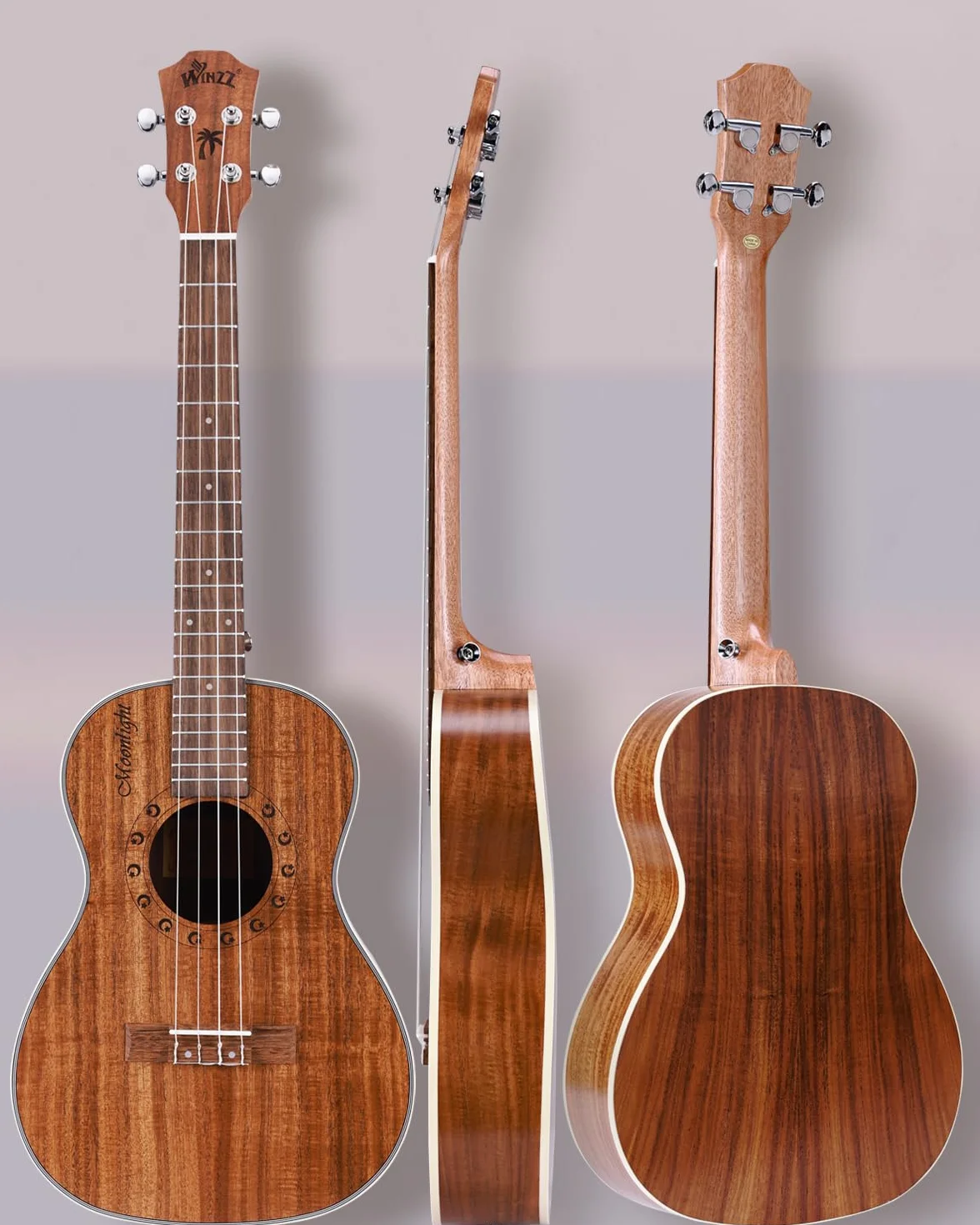 Winzz Ukelele Barítono 30 pulgadas adultos niños principiantes set, ukelele madera KOA mejor para profesionales
