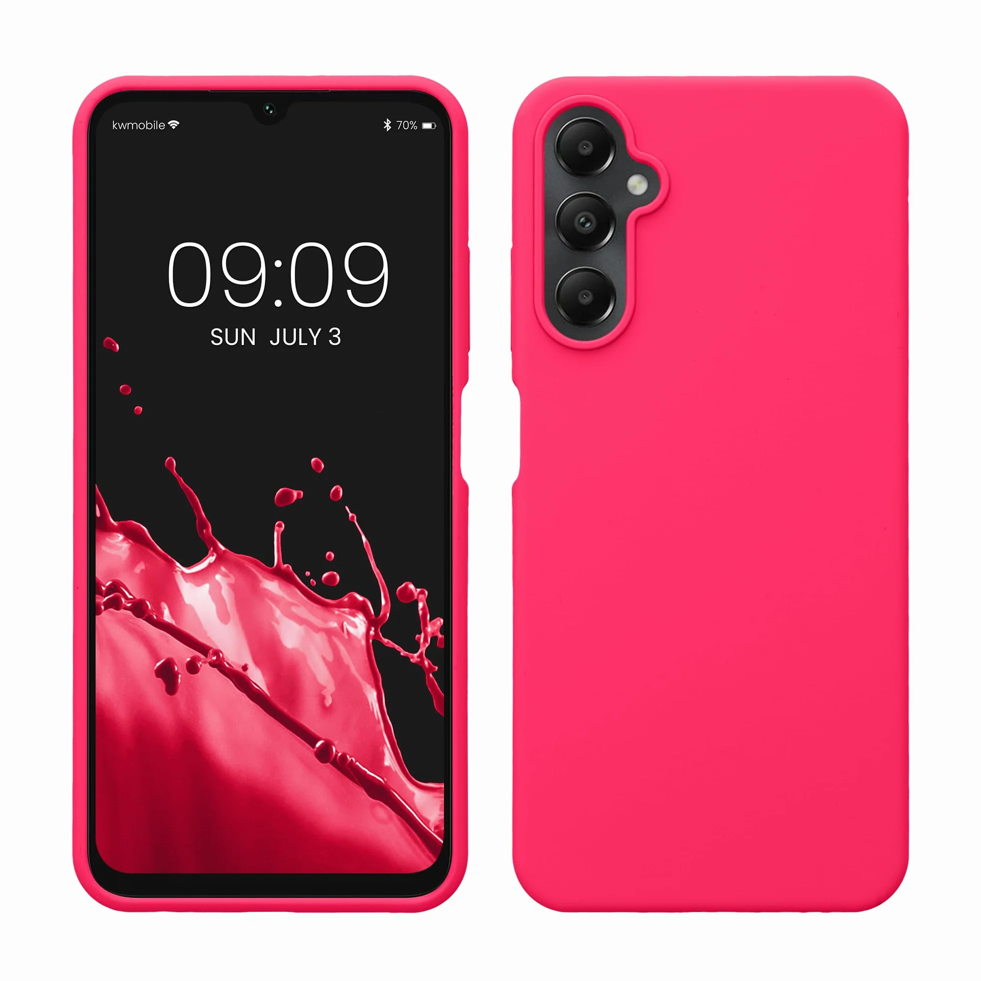 kwmobile Carcasa Compatible con Samsung Galaxy A05s Funda TPU Silicona Antigolpes Carga Inalámbrica Rosa Neón