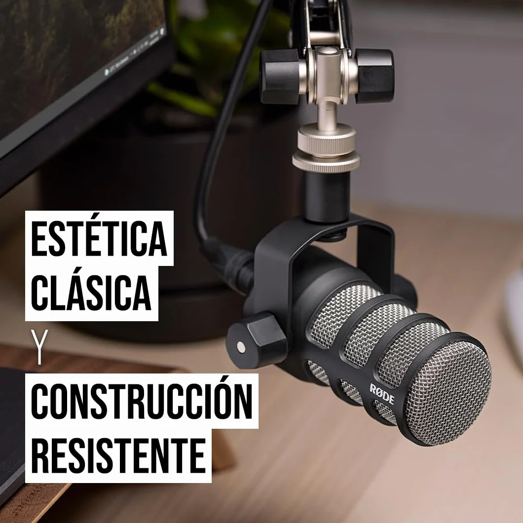 RØDE PodMic Micrófono dinámico de calidad de radiodifusión con soporte giratorio integrado para podcasting, streaming, gaming y grabación de voz, XLR (Negro)