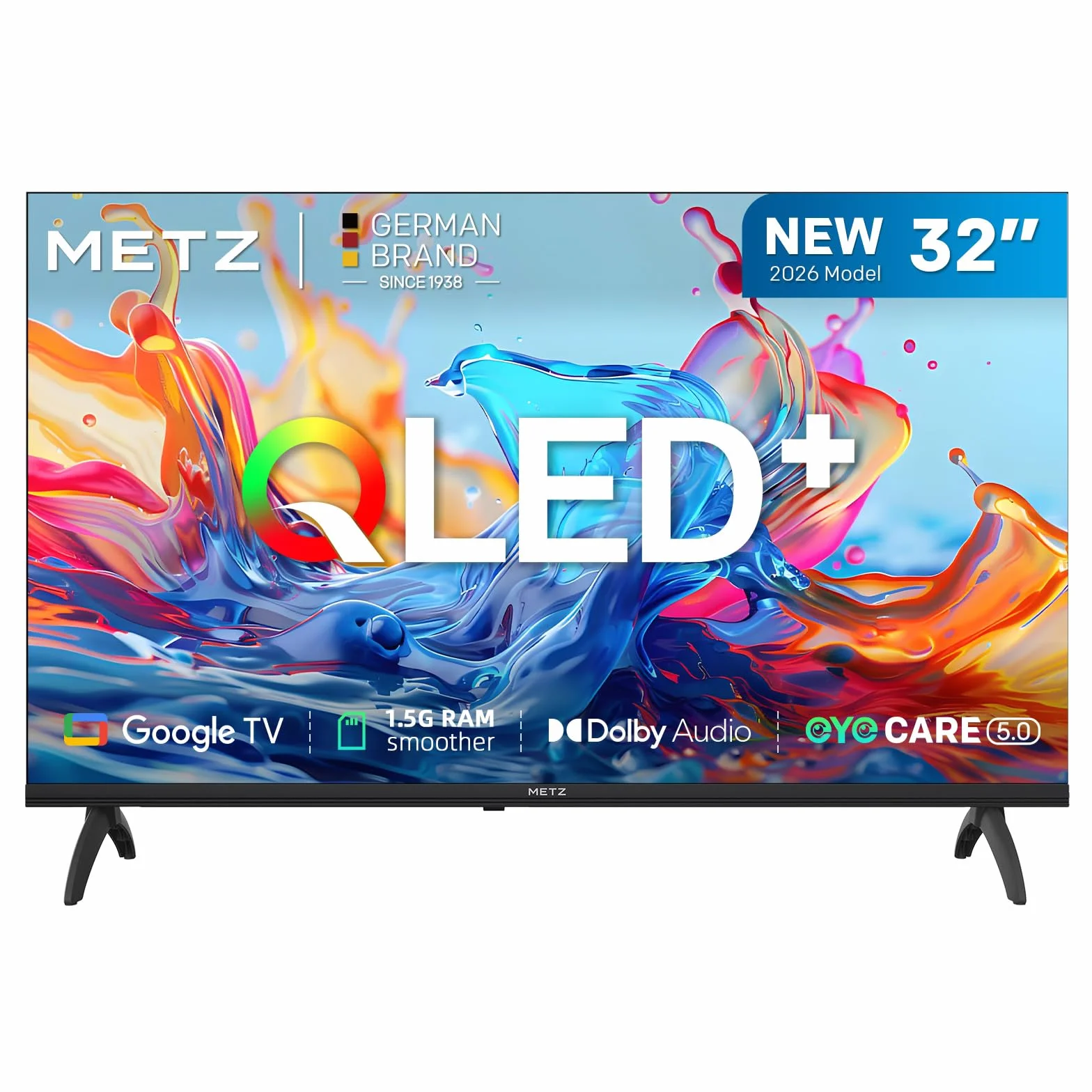 Metz TV 32 Pulgadas Smart TV, Televisor 32” QLED, HDR10, Dolby Audio, Chromecast Integrado, WiFi, Bluetooth 5.1, HDMI 2.1, DVB-T2/S2/C, Ci+, 32MQH7000Z (Modelo 2026)