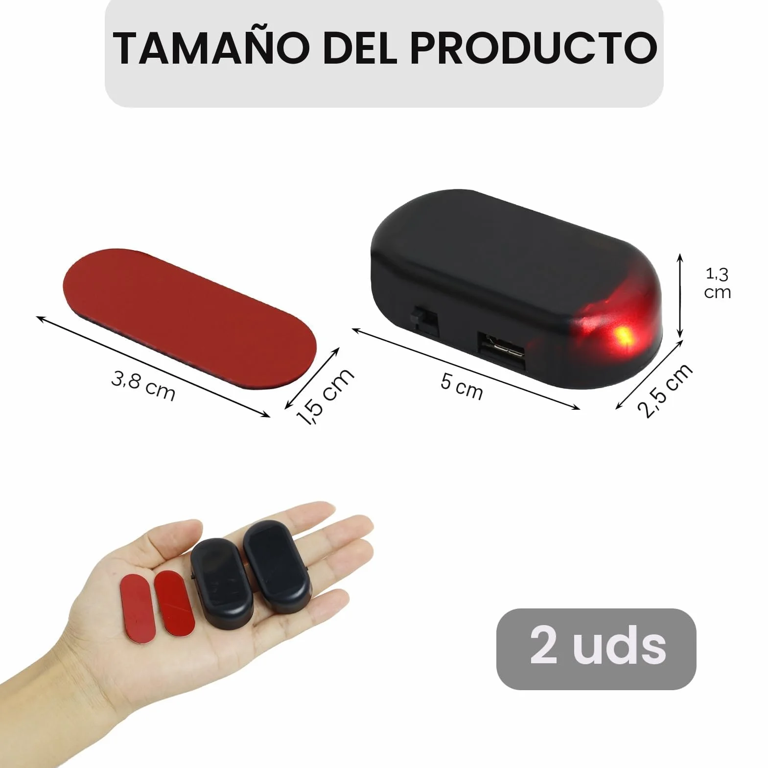 2PCS LED luz Antirrobo Solar Power Simulated Car Alarm Antirrobo Luces de Advertencia Energía Solar Simulada Luz de Seguridad Antirrobo con Puerto USB para La Mayoría de Los Coches(Rojo)