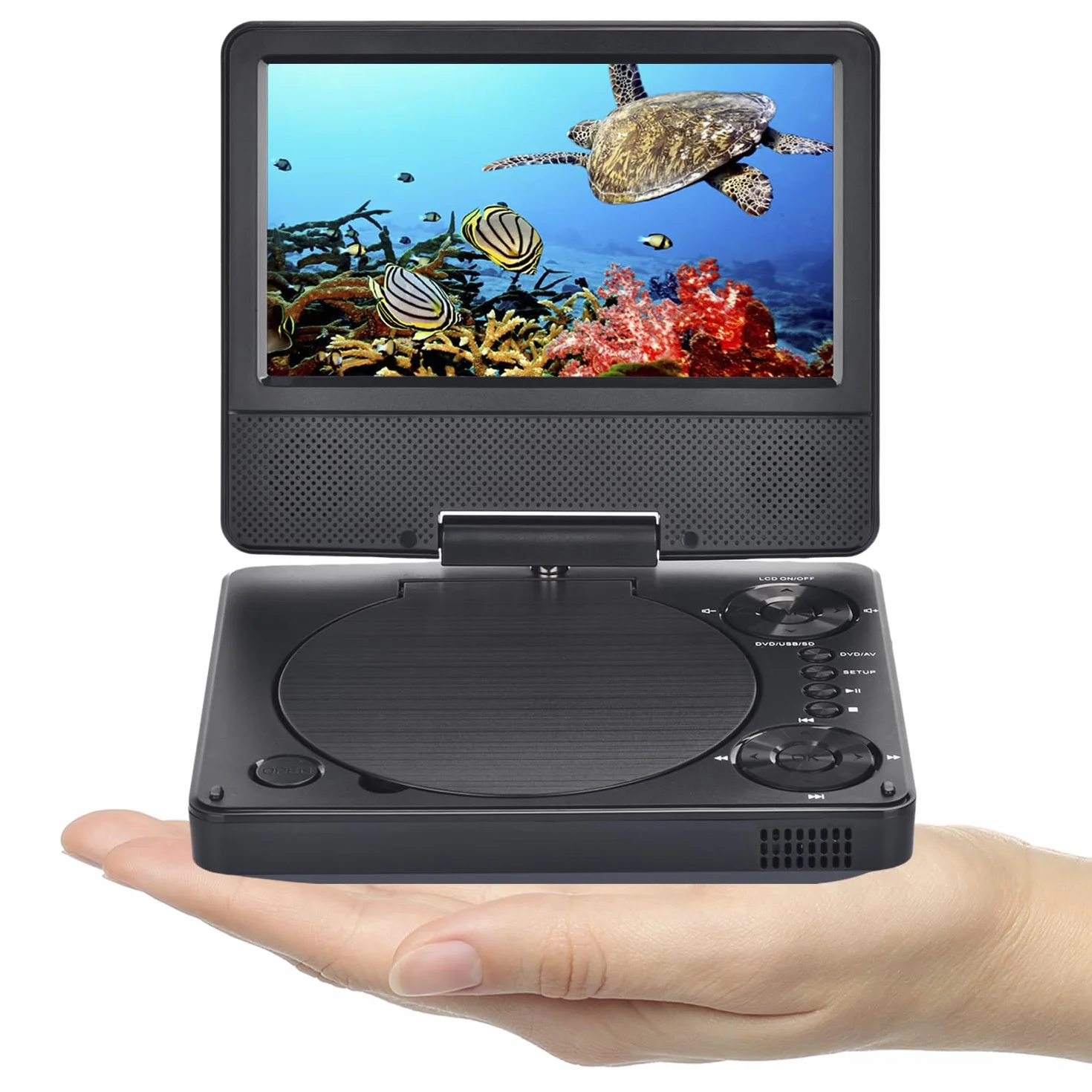 YOOHOO Mini Reproductor de DVD portátil de 9,5" para Coche y niños con Pantalla giratoria HD de 7,5" Compatible con Reproductores de DVD para Coche para Todas Las regiones, múltiples regiones