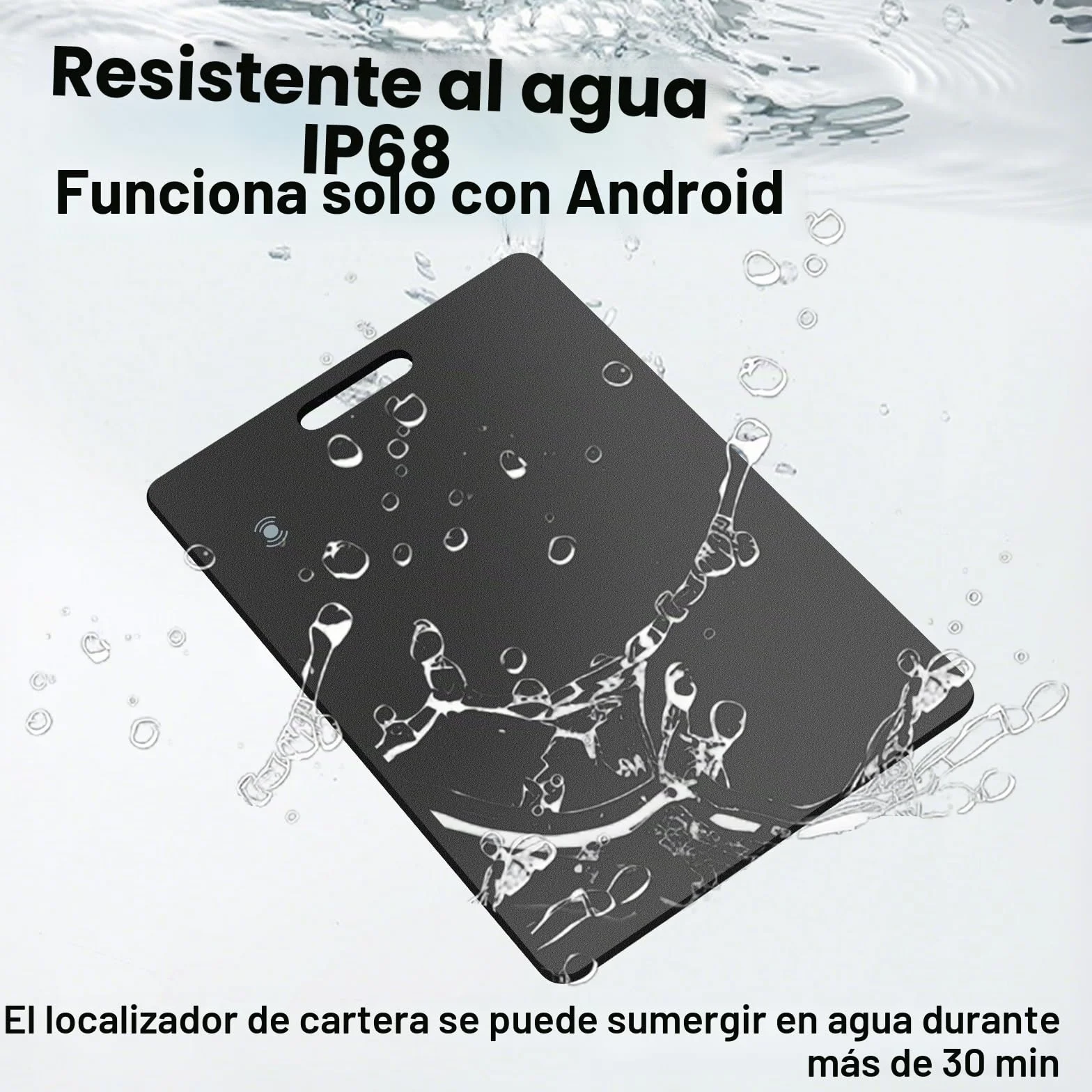 Localizador de billetera para Android, tarjeta del rastreador de billetera delgada de 2 mm, compatible con la aplicación Google Find My Device (solo Android), IP68 impermeable, carga inalámbrica