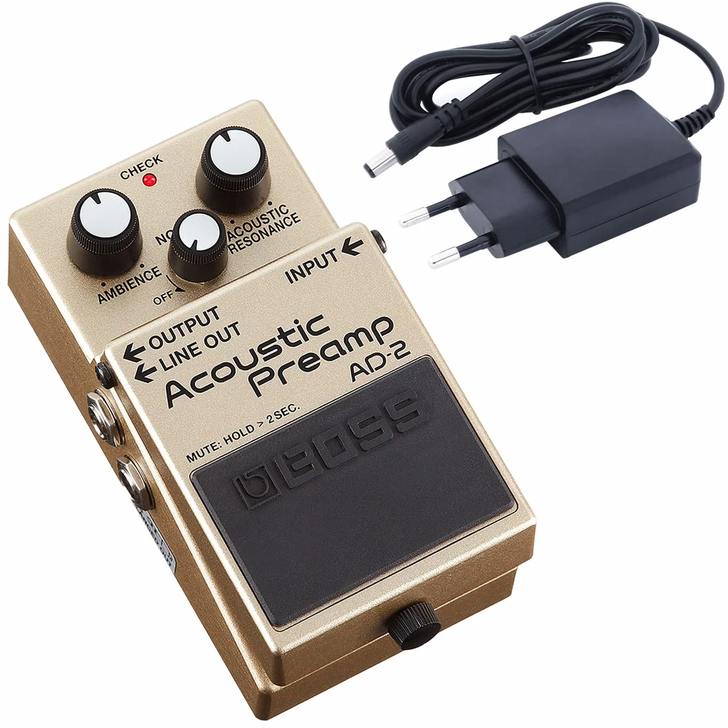 Boss AD-2 - Pedal de preamplificador acústico para guitarra acústica + fuente de alimentación keepdrum